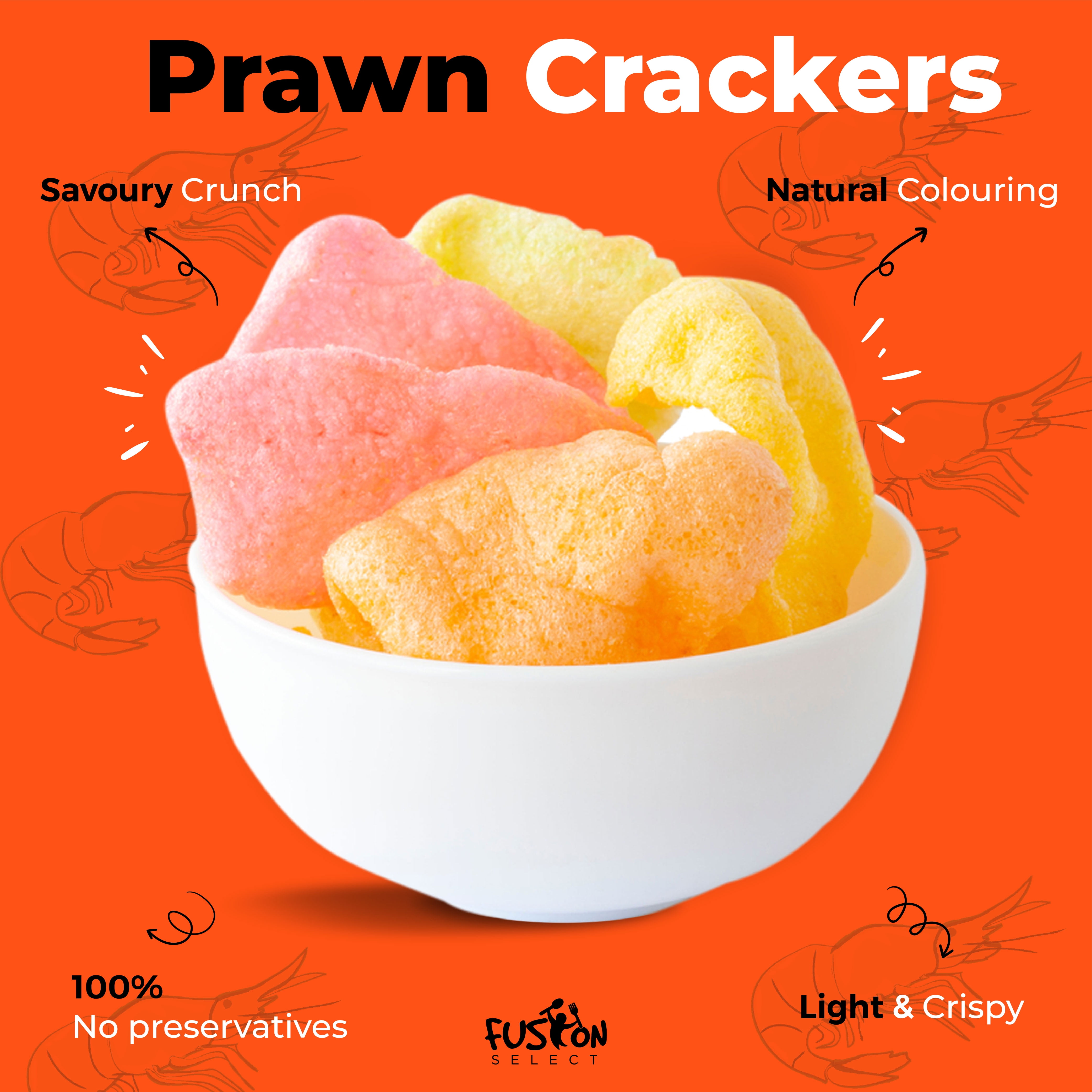 Fusion Select Uncooked Prawn Crackers - Multi-Colored Shrimp Chips (Multi-Color, 8 oz) ynk1b
