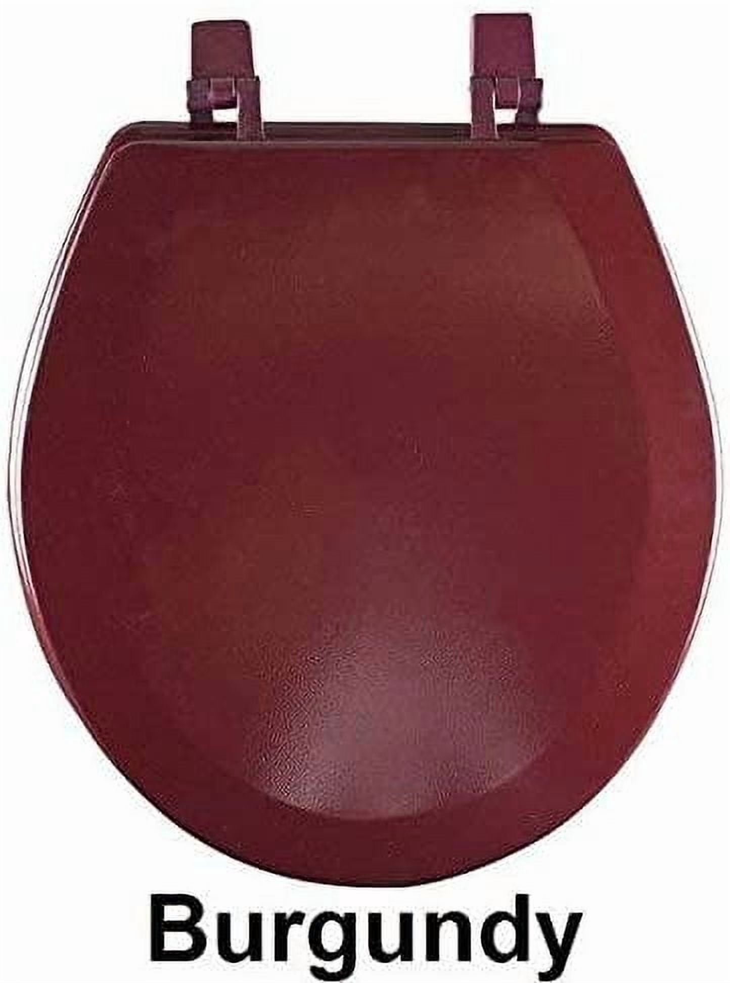 The Fantasia Collection Heavy Duty Wooden Toilet Seat with Non-Slip Bumpers (Burgundy, Standard Round) q44y3