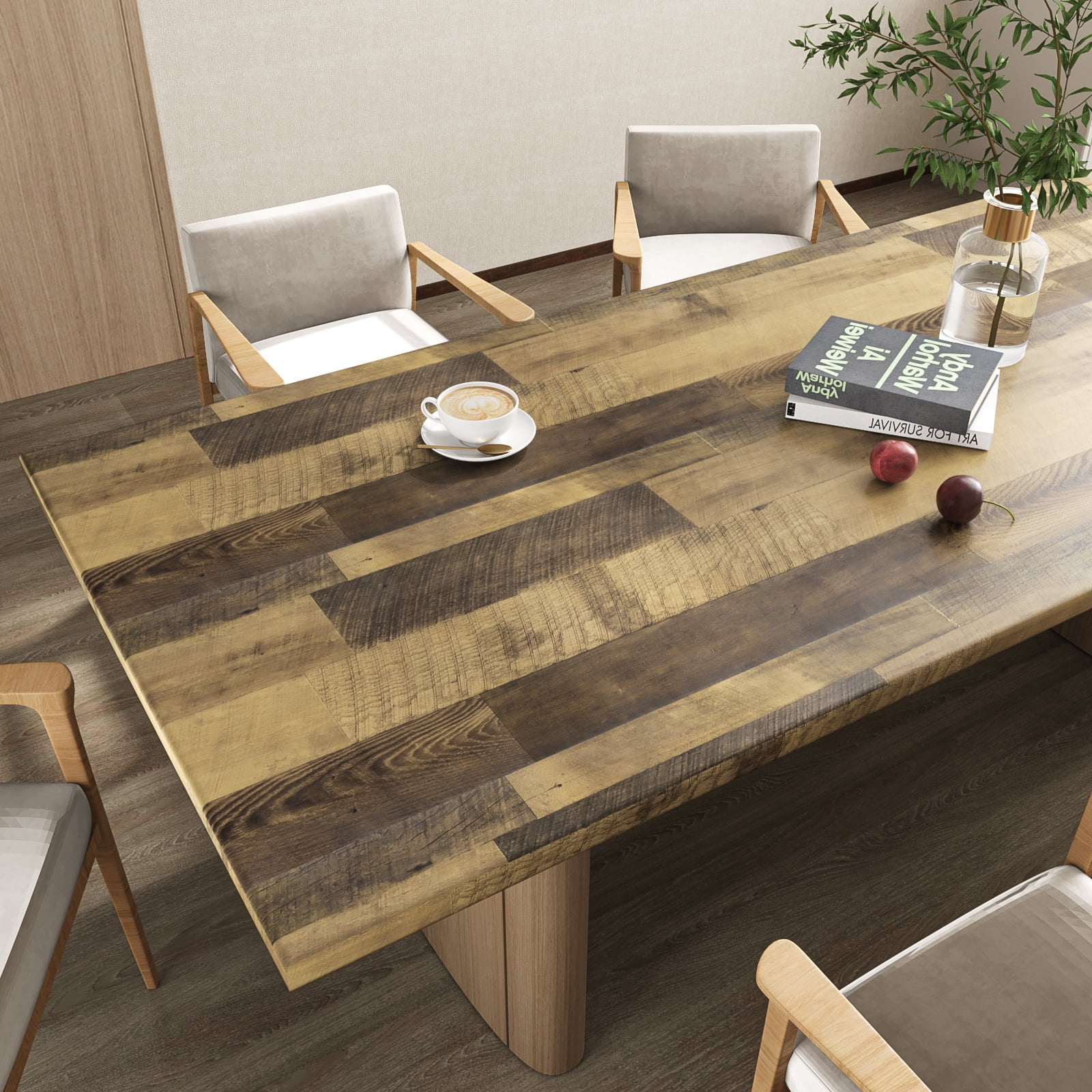 VEELIKE Wood Plank Contact Paper, Waterproof Peel and Stick Vinyl Wallpaper for Furniture and Cabinets (Brown, 15.7 in x 354 in) xni0r