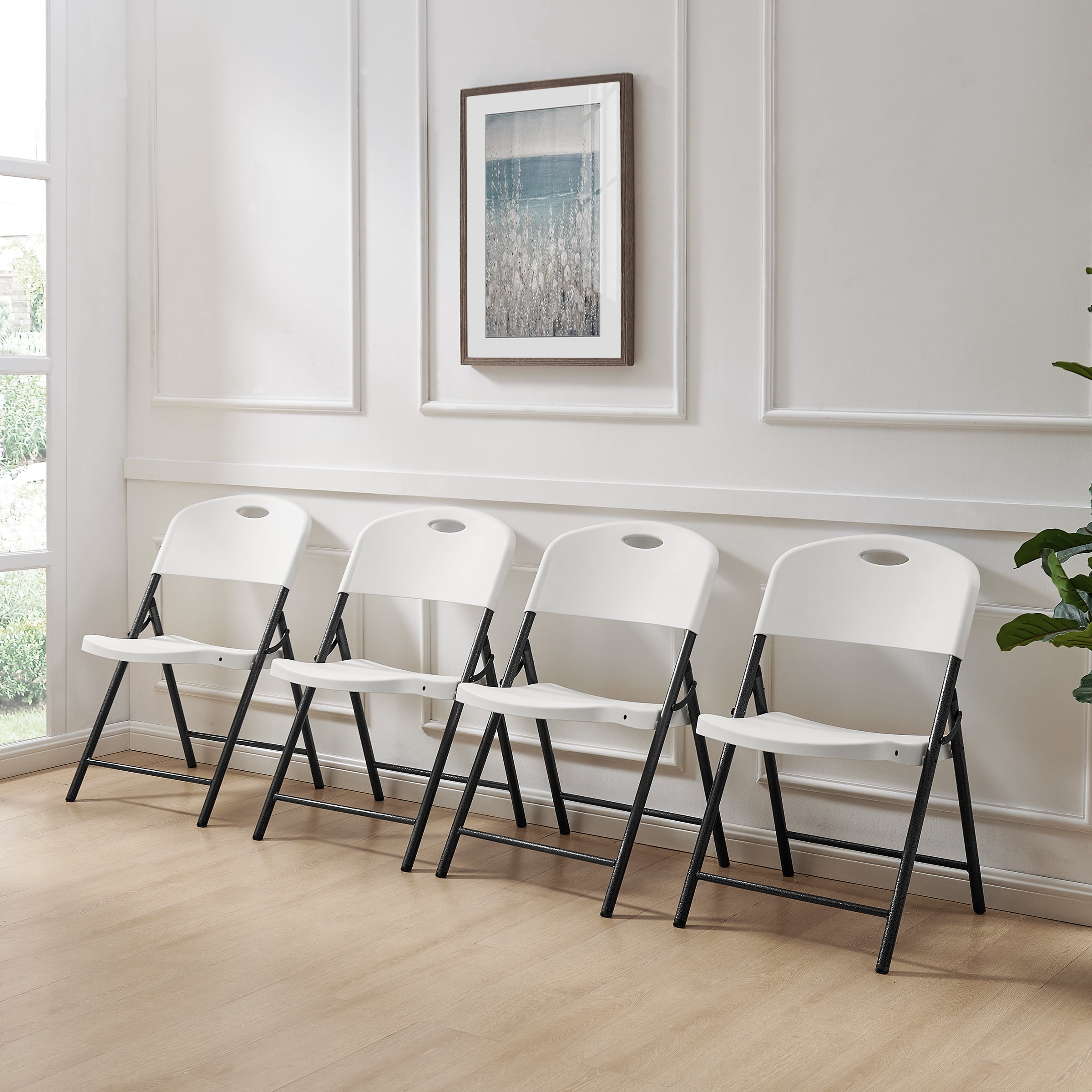 Mainstays Premium Heavy Duty Resin Folding Chair (White, 6-Pack) ohqr8