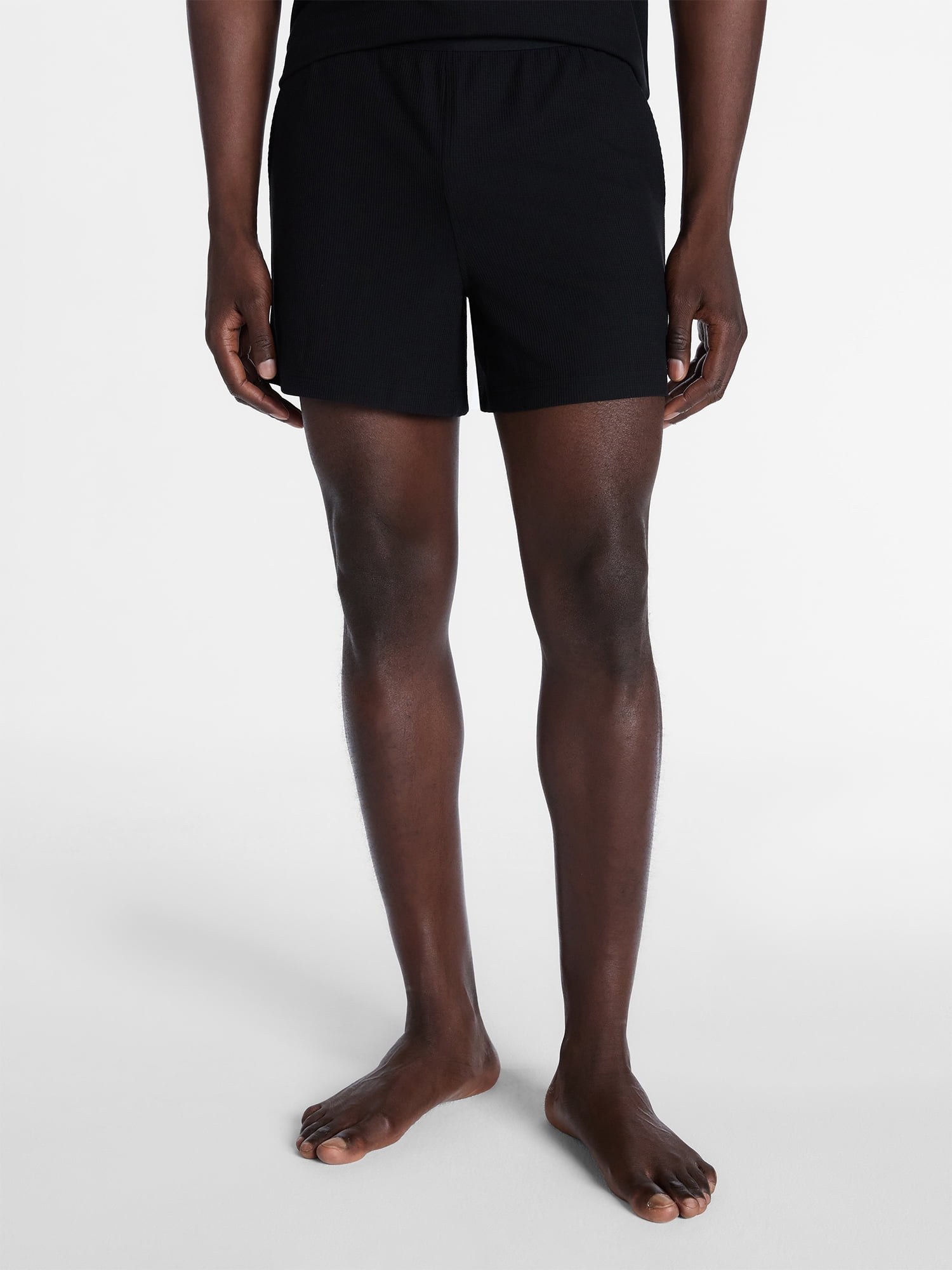 George Men's Waffle Knit Sleep Shorts, Comfortable Lounge Wear (Black, XS-3XL) 8k3ds