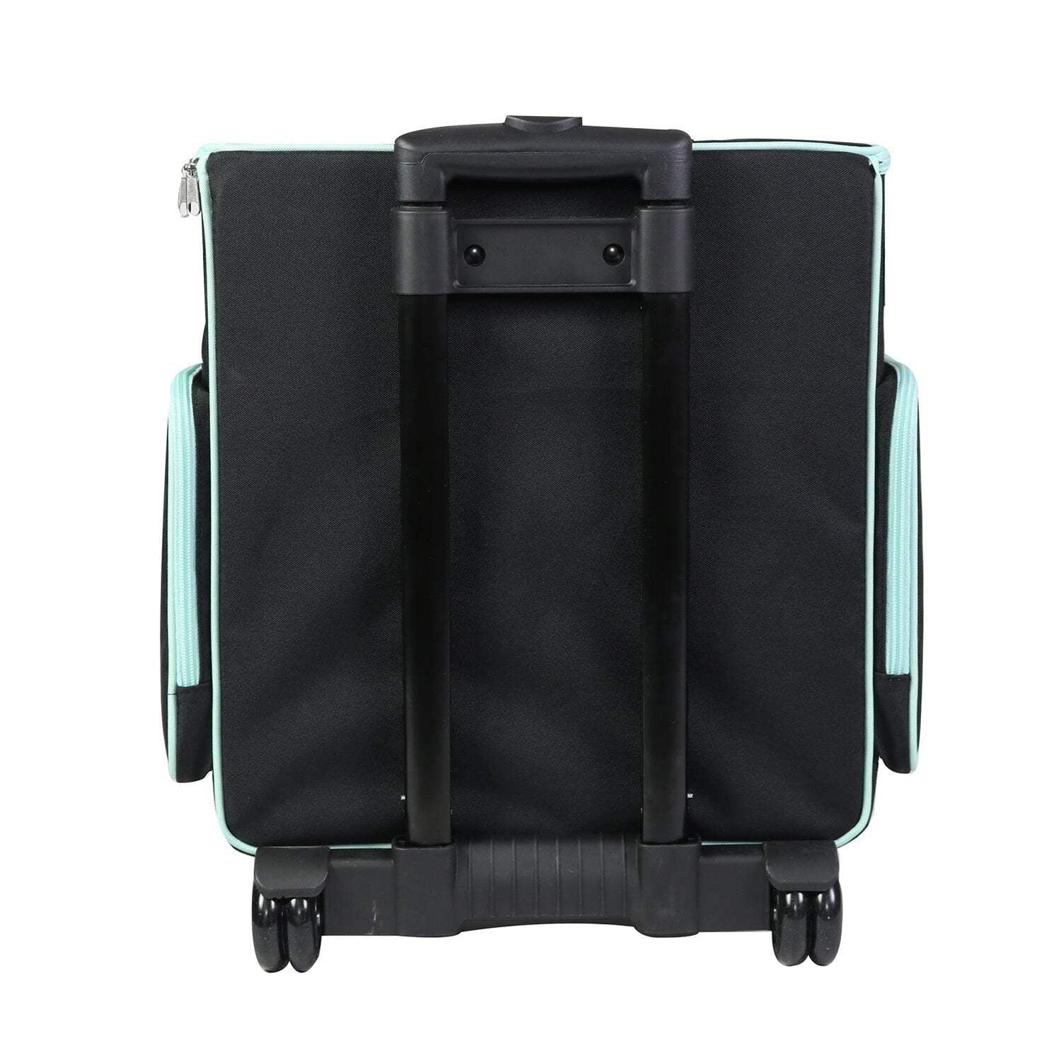 Everything Mary Rolling Scrapbook Case, Portable Craft Organizer with Telescoping Handle and Wheels (Black/Teal, 18 in x 14 in x 10 in) 9d2lf
