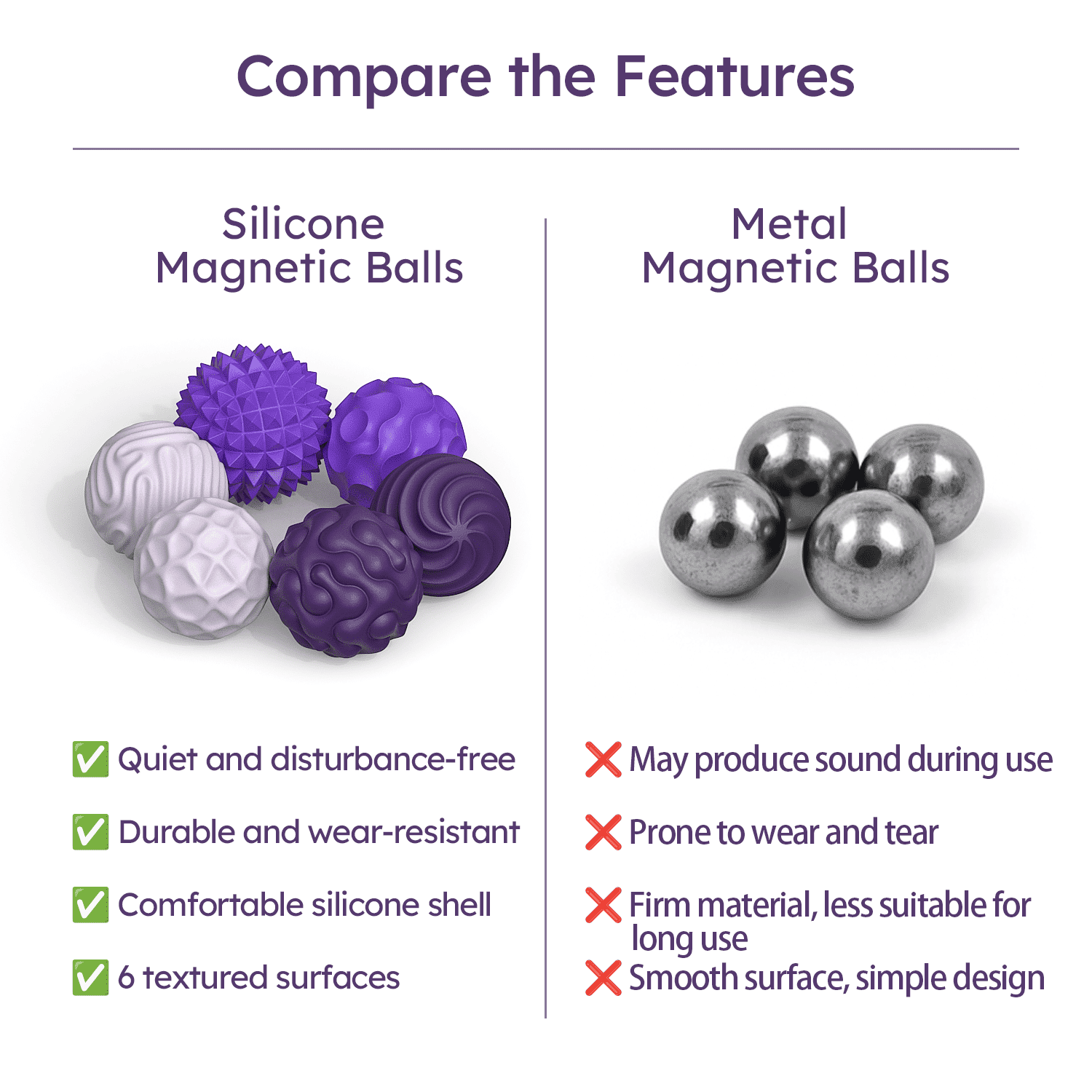 Kywib Magnetic Fidget Balls Sensory Desk Toy Set (Purple, 12 Pieces) 8taut