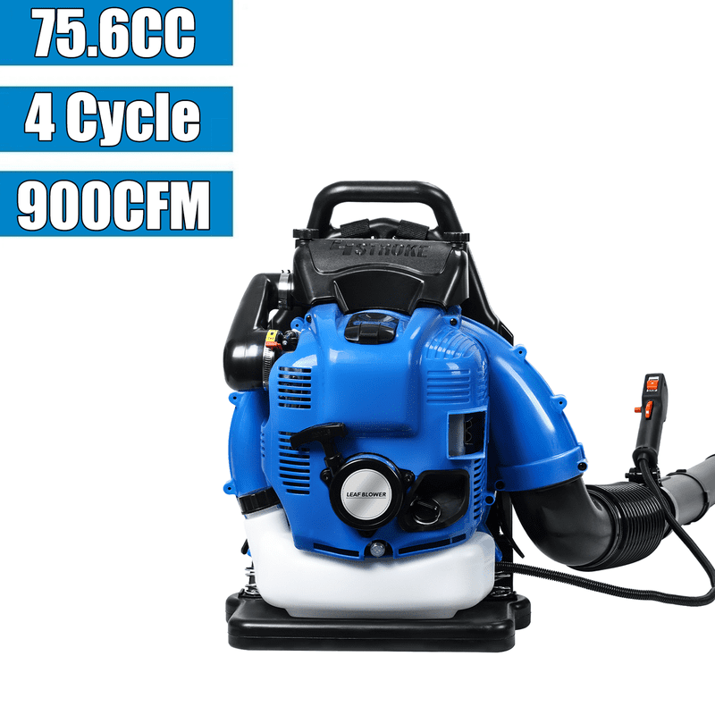 WETS Gas Powered Backpack Leaf Blower, 75.6cc 4-Cycle Engine, 900 CFM High-Velocity Airflow (Blue, 1 Unit) s9cvr