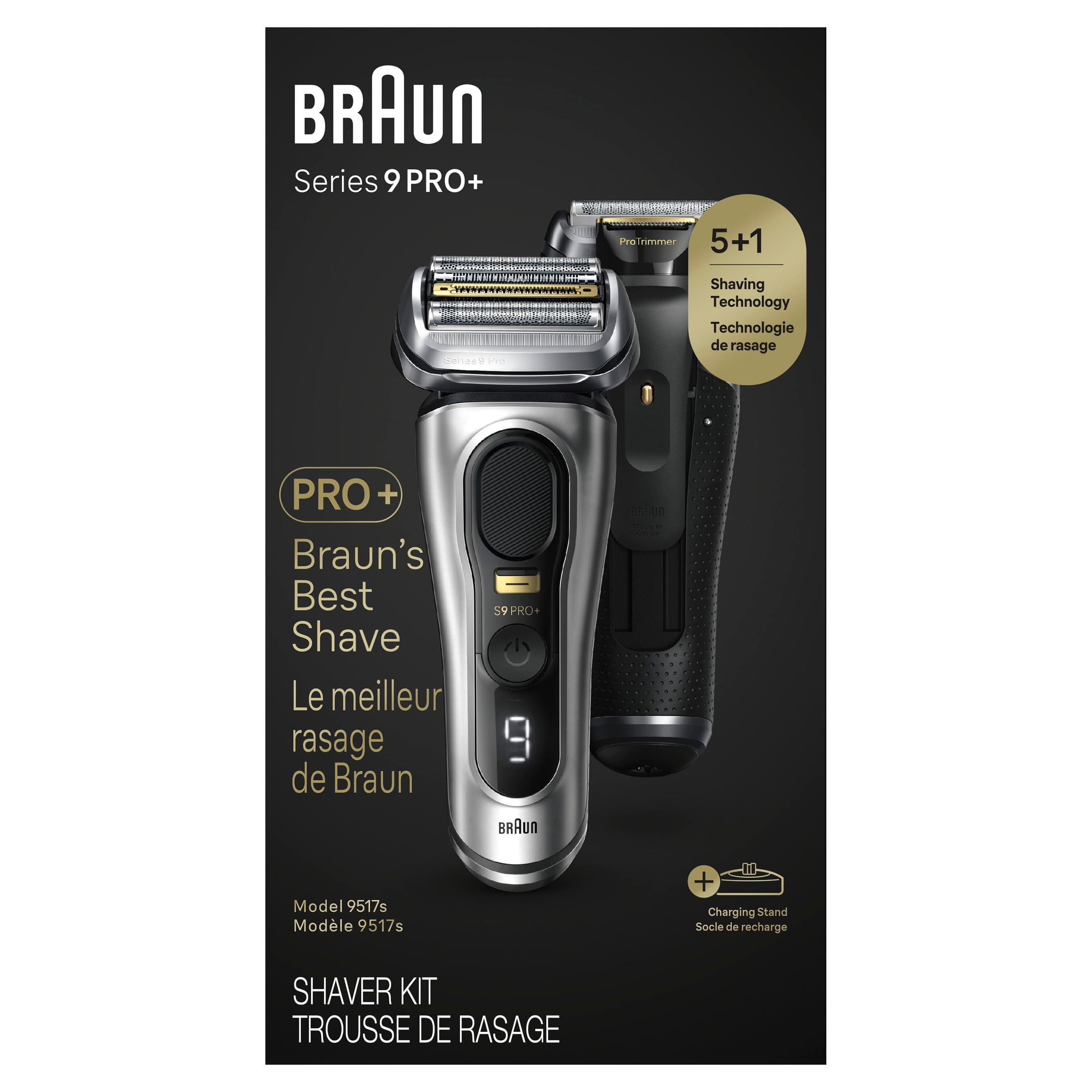 Braun Series 9 PRO+ Electric Shaver with Precision ProTrimmer and Charging Stand (Galvano Silver, 1 Count) i132k