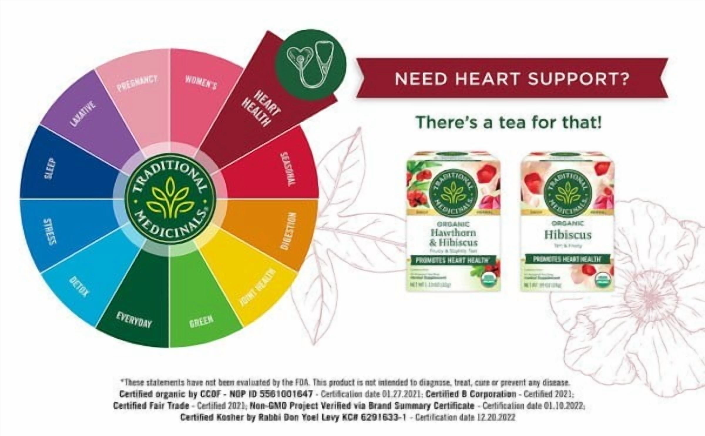 Traditional Medicinals Hibiscus Herbal Tea, Organic Caffeine-Free Tea Bags (16 Count) kdu0b