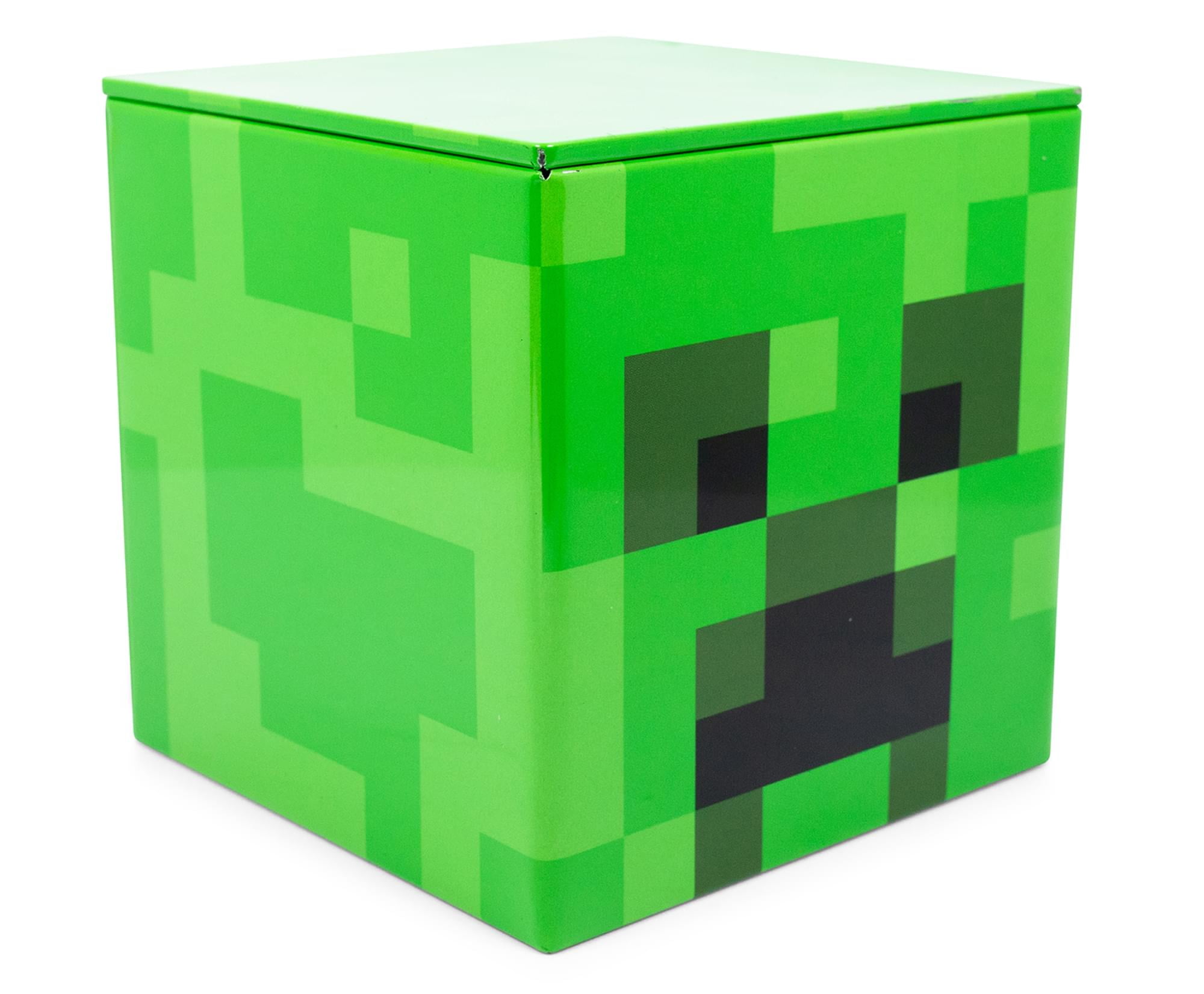 Minecraft Creeper Metal Storage Box Organizer with Lid (Green, 4 in) m1eo7