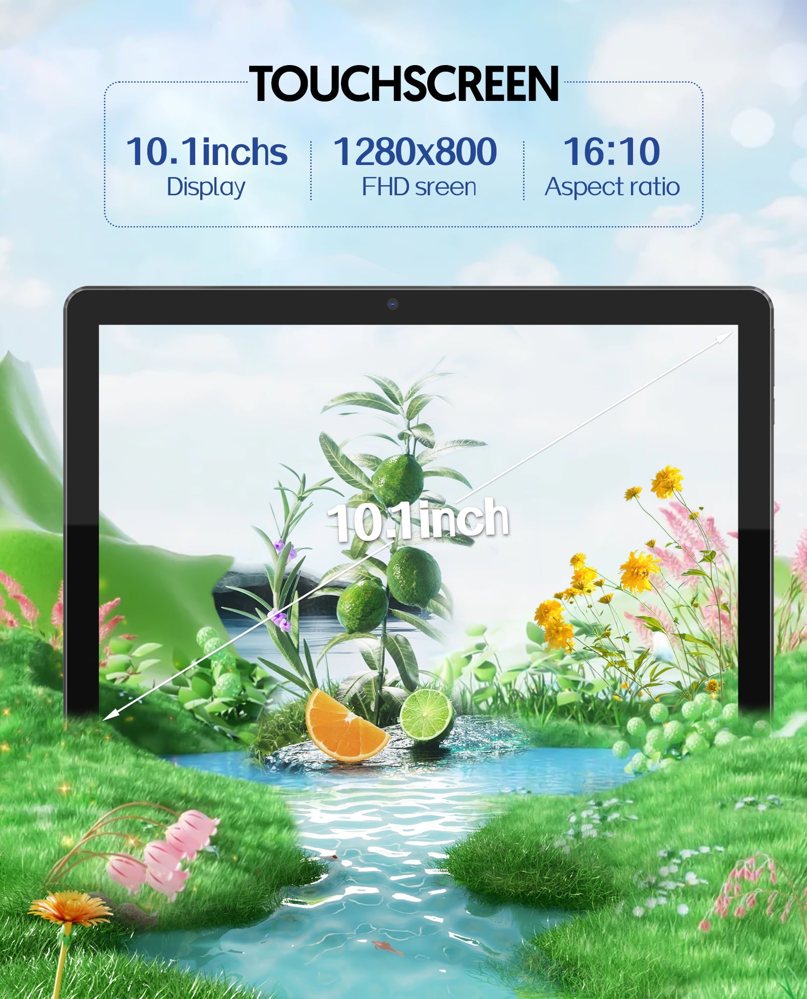 FITIFUN 10 in Android 13 Tablet, 7GB RAM 64GB ROM, 5G Wi-Fi, Dual Camera (Blue, 10 in) xjevg