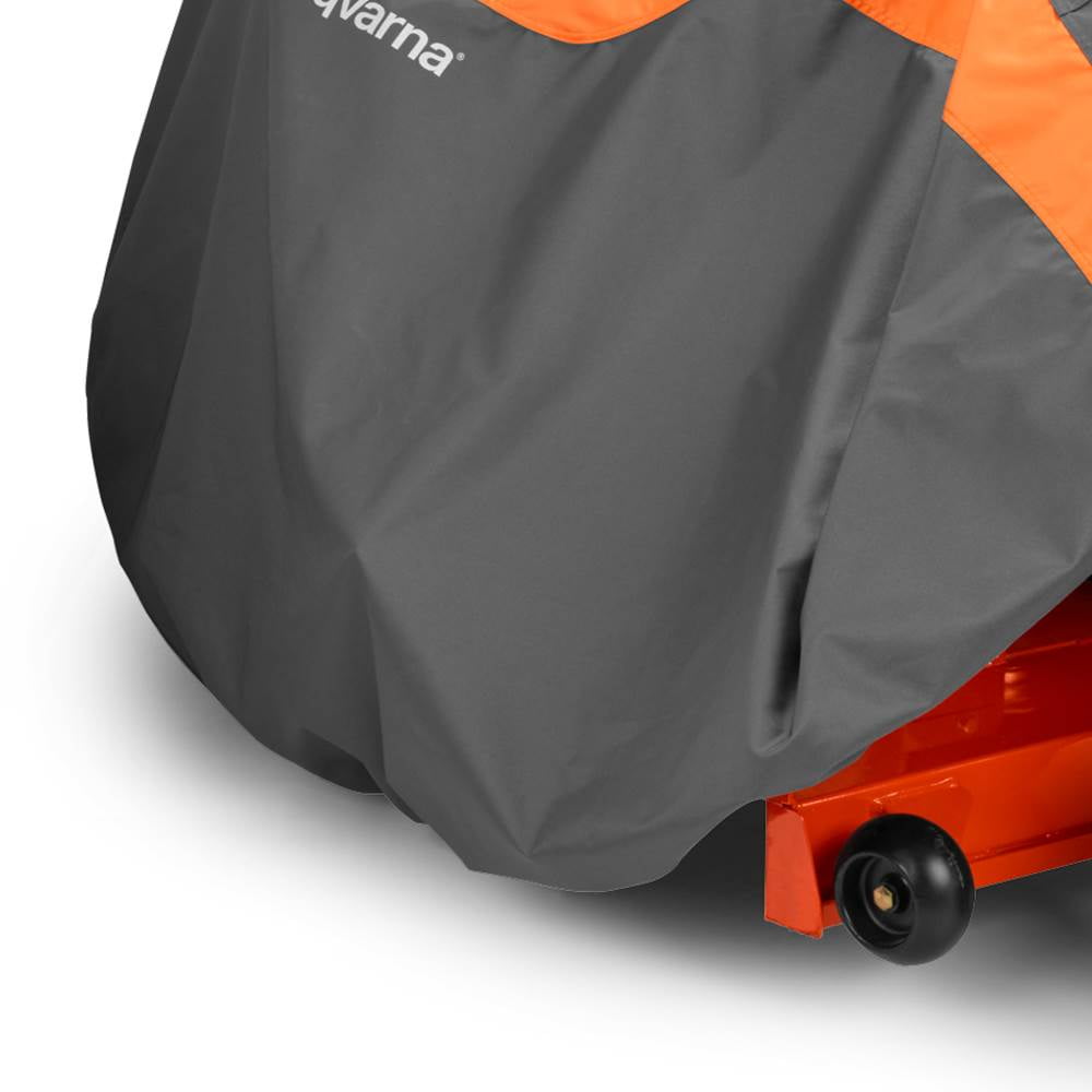 Husqvarna Riding Lawn Mower Cover for 54 in Deck, Heavy Duty Weather-Resistant Protection (Gray and Orange) s3v0m