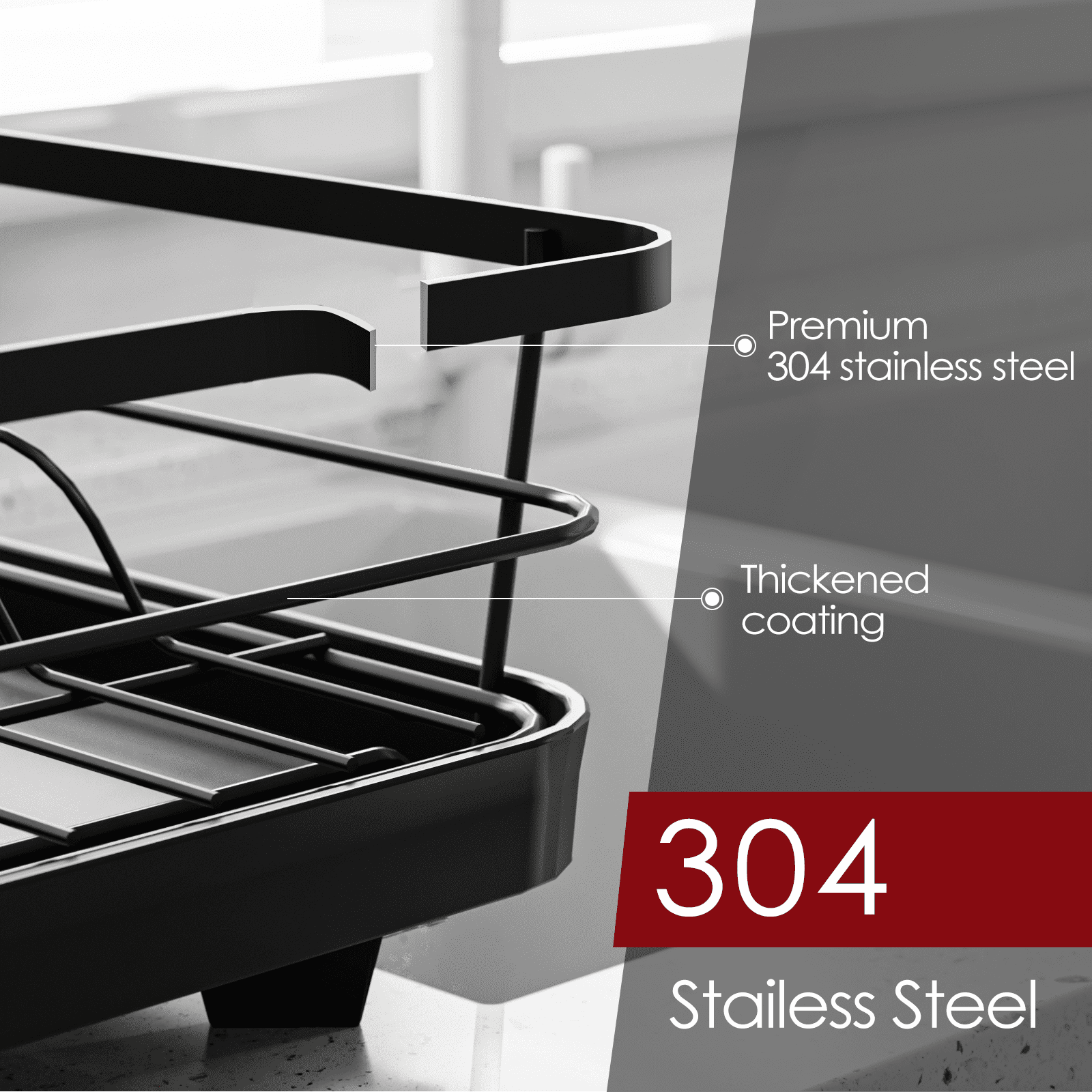 Sakugi Compact Dish Drying Rack for Kitchen Counter with Swivel Drainboard (Black, 15 in x 12 in x 5 in) jxwgs