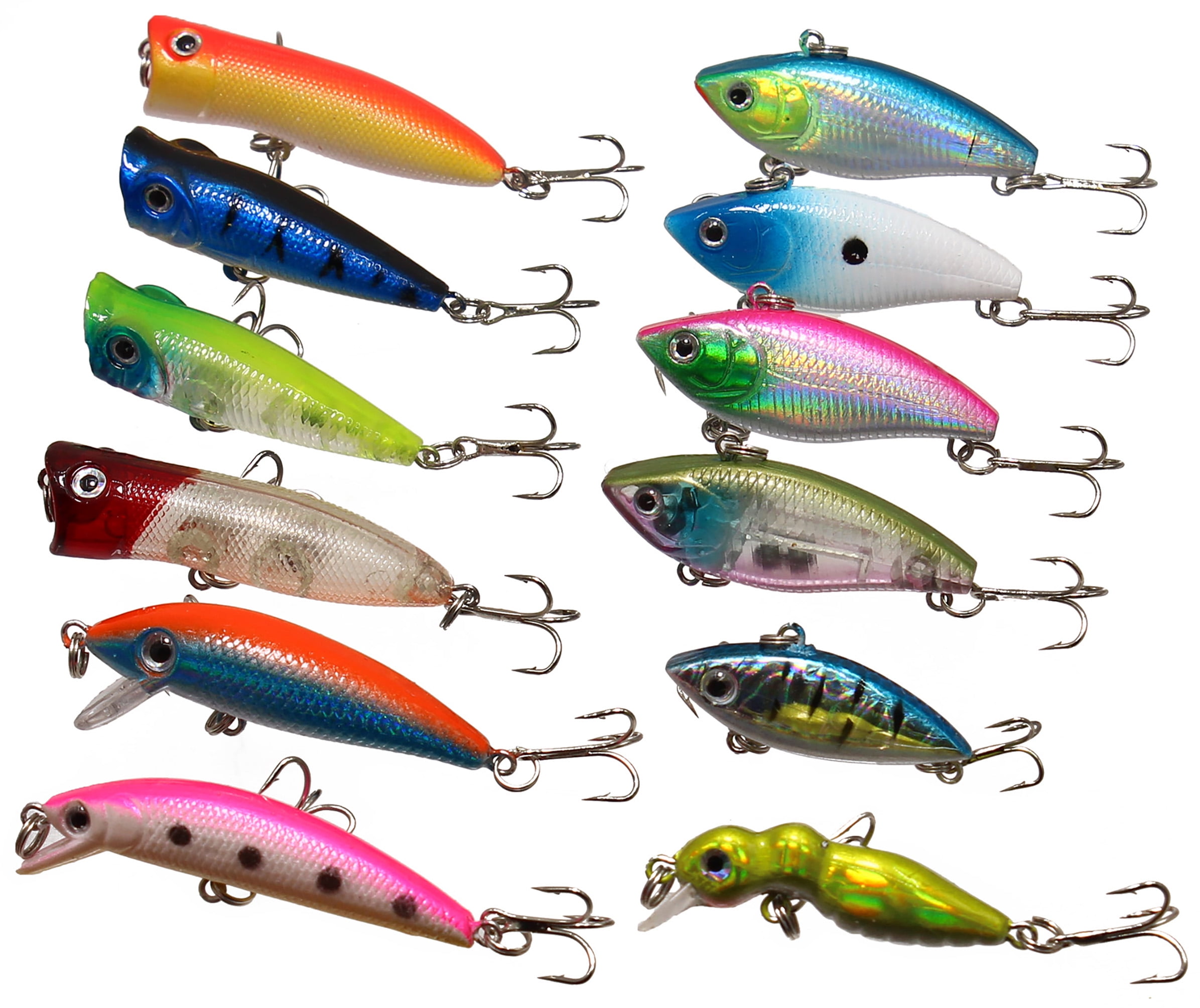 LotFancy 30-Piece Topwater Fishing Lure Set, Bass and Trout Bait with Propeller Tail (Multi-Color, 1.5 in to 3.6 in) hsgf0