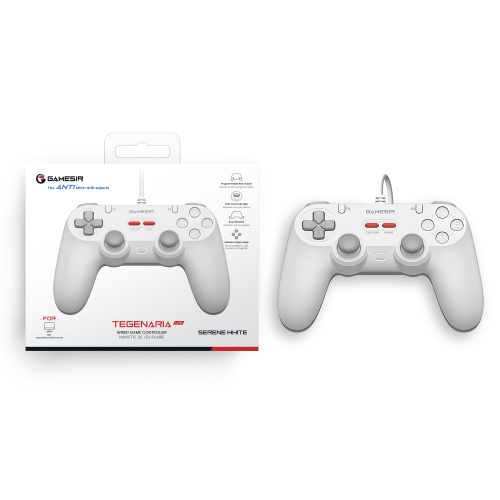 GameSir Tegenaria Lite Wired Gaming Controller with Hall Effect Sticks and Mappable Back Buttons (White) phj2b