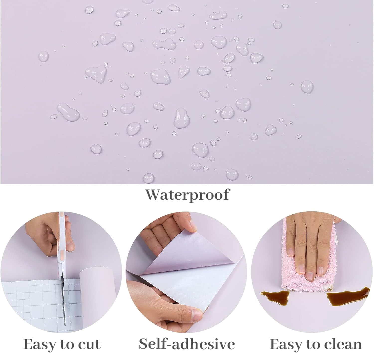 Snack Spill Peel and Stick Wallpaper Waterproof Vinyl Wall Covering (Light Purple, 15.7 in x 78.7 in) vpcb9