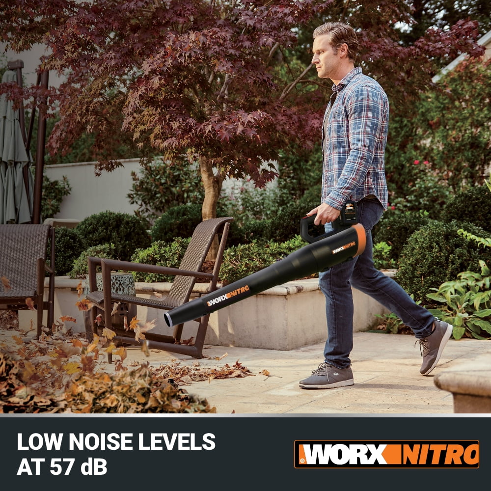 Worx Nitro 40V Quiet Tech Leaf Blower and 15 in Cordless String Trimmer Combo Kit (Black, 2-Piece Set) 1pbq0