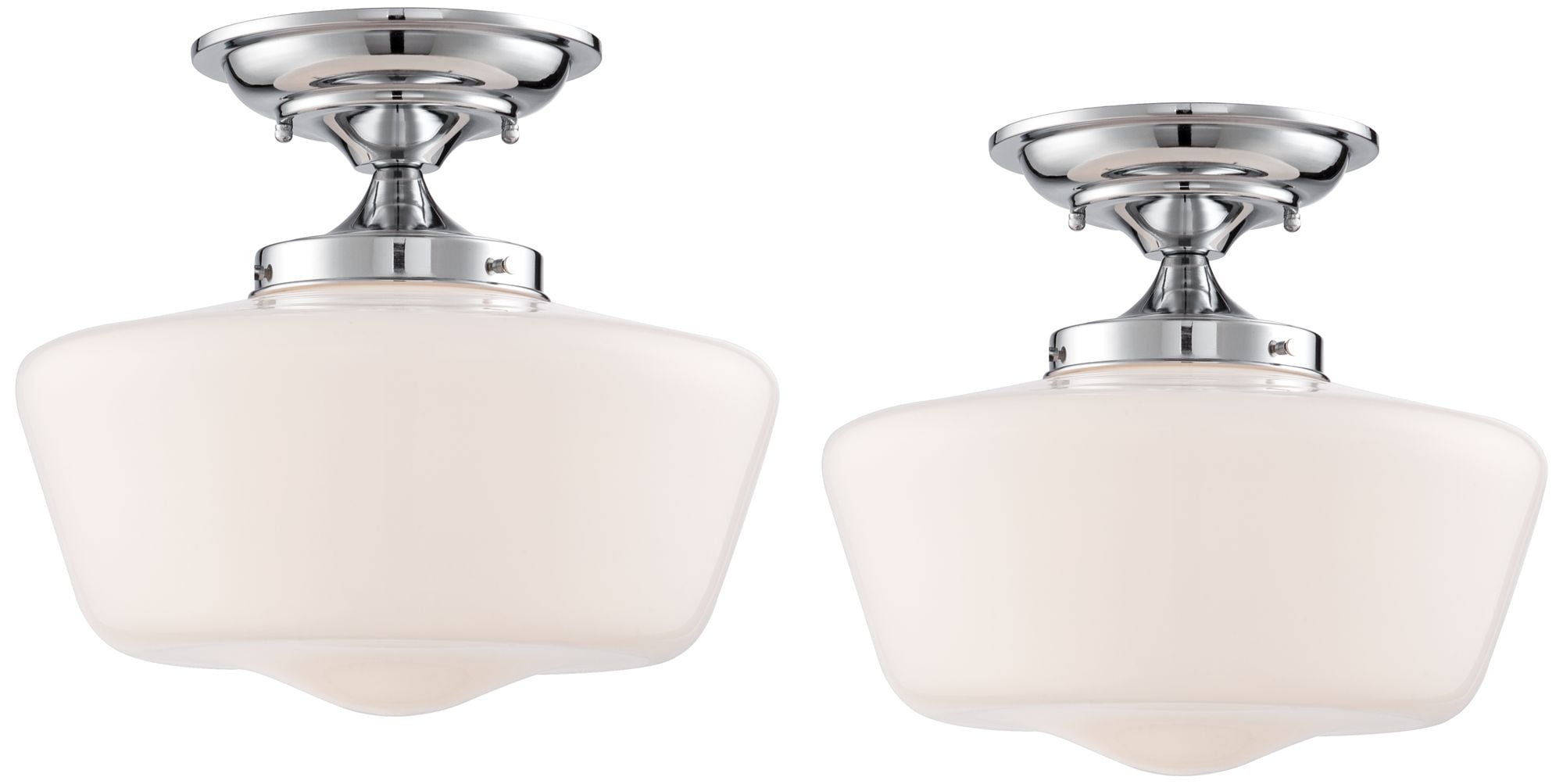 Regency Hill Schoolhouse Farmhouse Semi Flush Mount Ceiling Light (Chrome, 12 in, Set of 2) lpczo