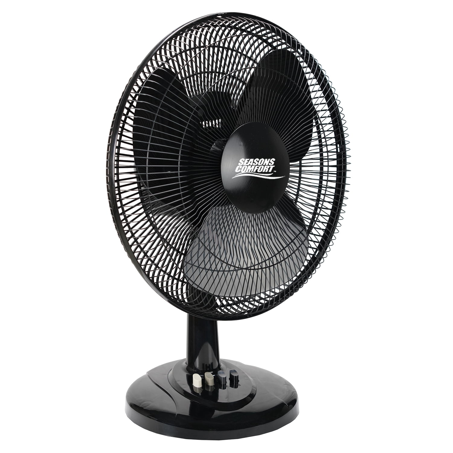 Seasons Comfort 16 Inch Oscillating Tabletop Fan, 3-Speed Quiet Cooling (Black, 21 in H x 16 in W) yy2b0