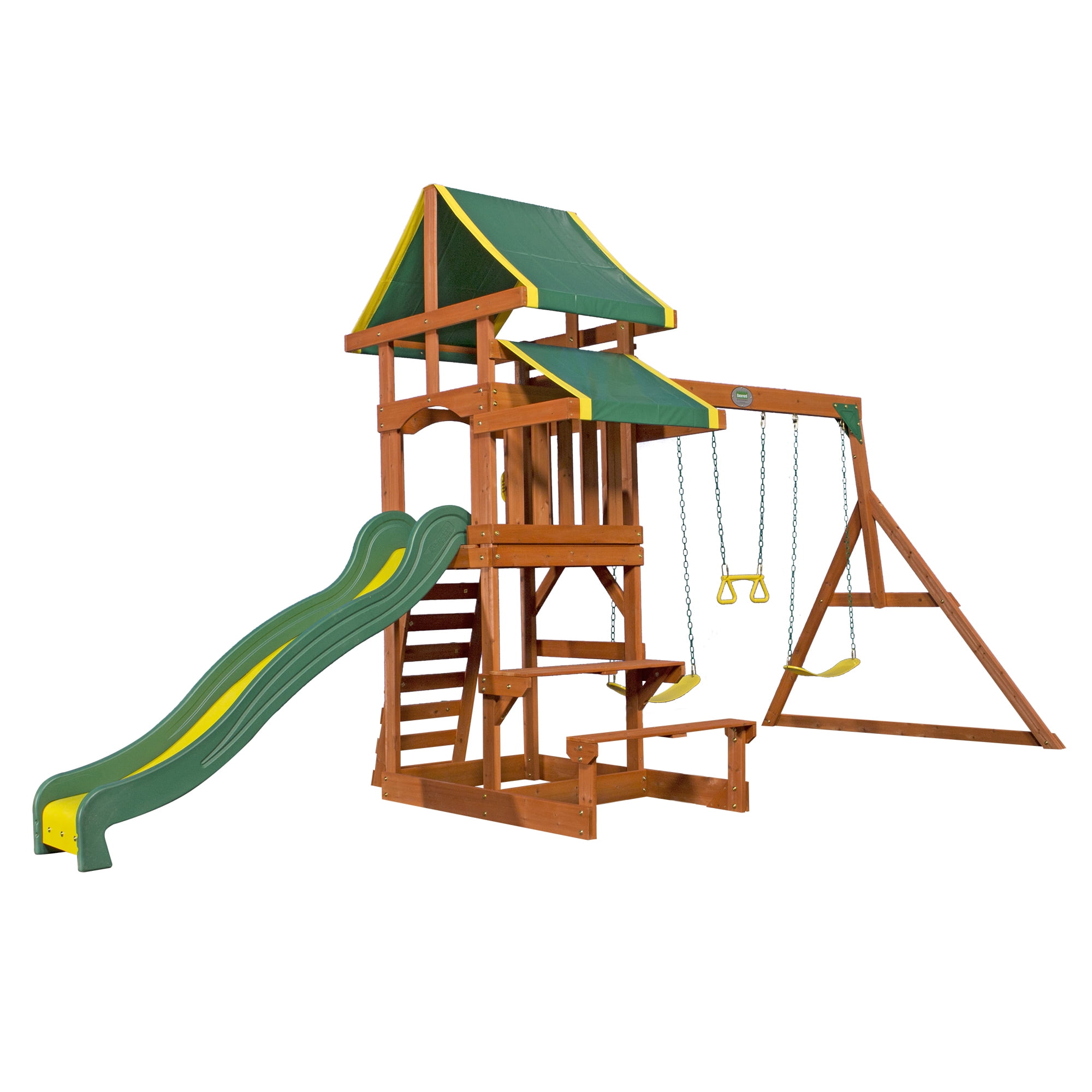 Backyard Discovery Tucson Cedar Wooden Swing Set with Slide and Rock Wall (Brown, 15 ft x 11 ft) 9we6w
