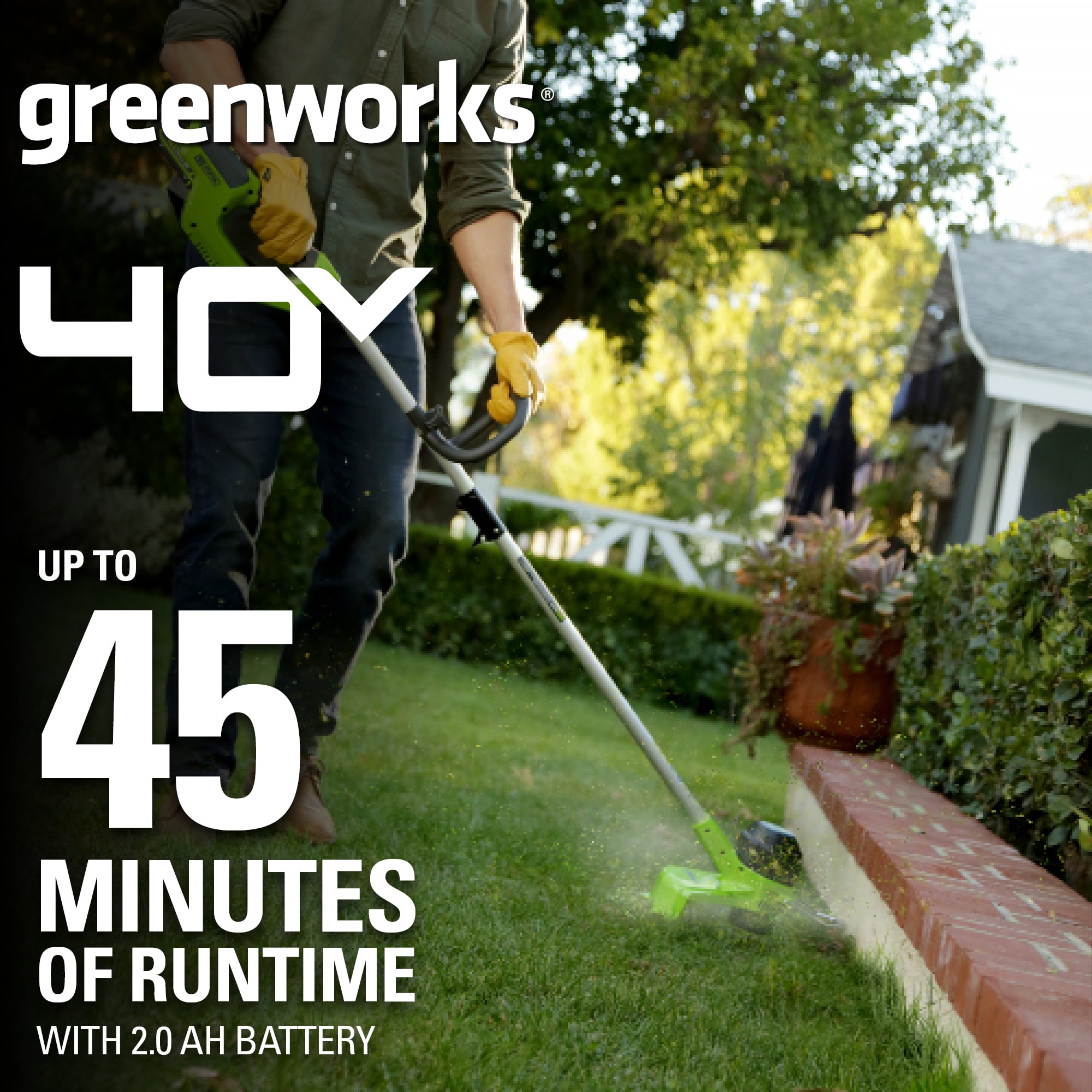 Greenworks 40V Cordless String Trimmer with 2.0 Ah Battery and Charger (12 in) a3ln1