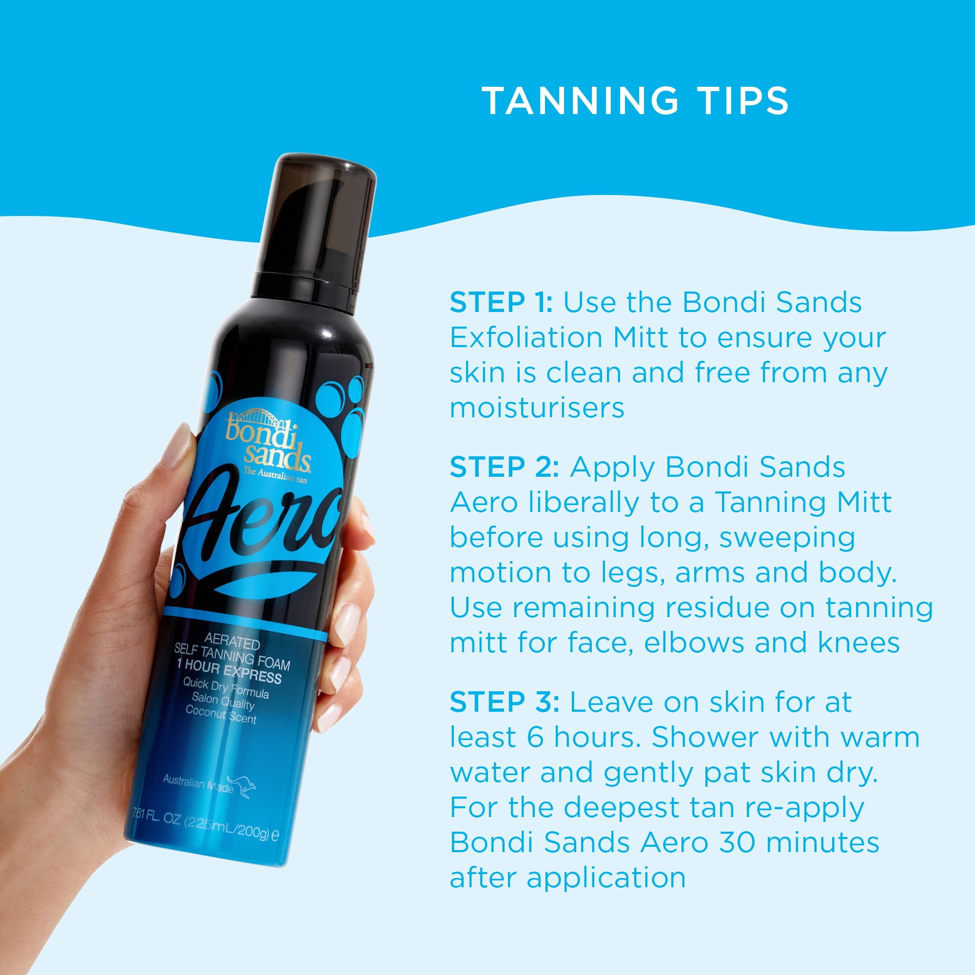 Bondi Sands Aero Express Self Tanning Foam, Lightweight Streak-Free Formula for Face and Body (7.61 oz) nlwzc