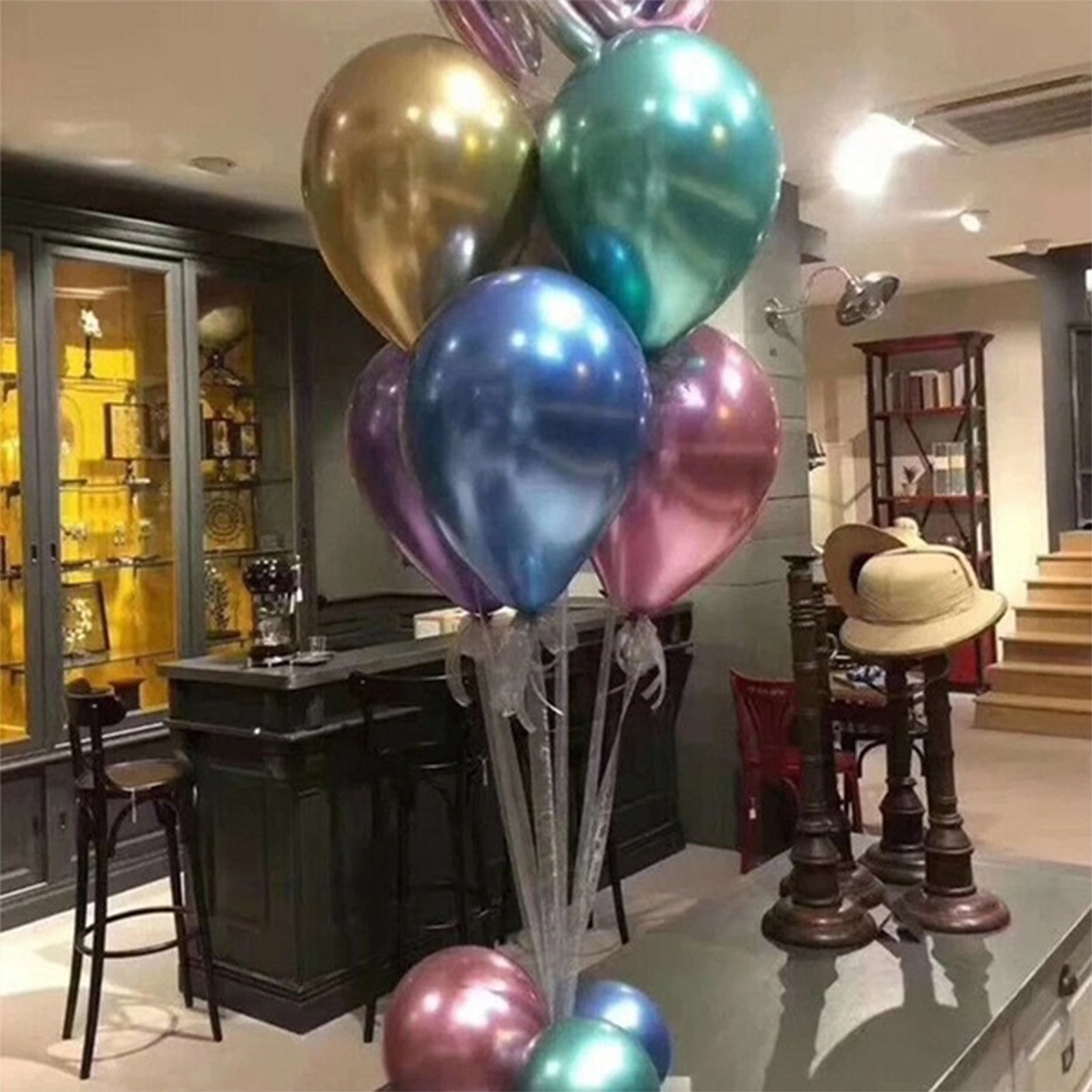 Lotus Home Metallic Latex Party Balloons with Arch Garland Strip (Silver, 50 Piece, 12 in) kkd7h