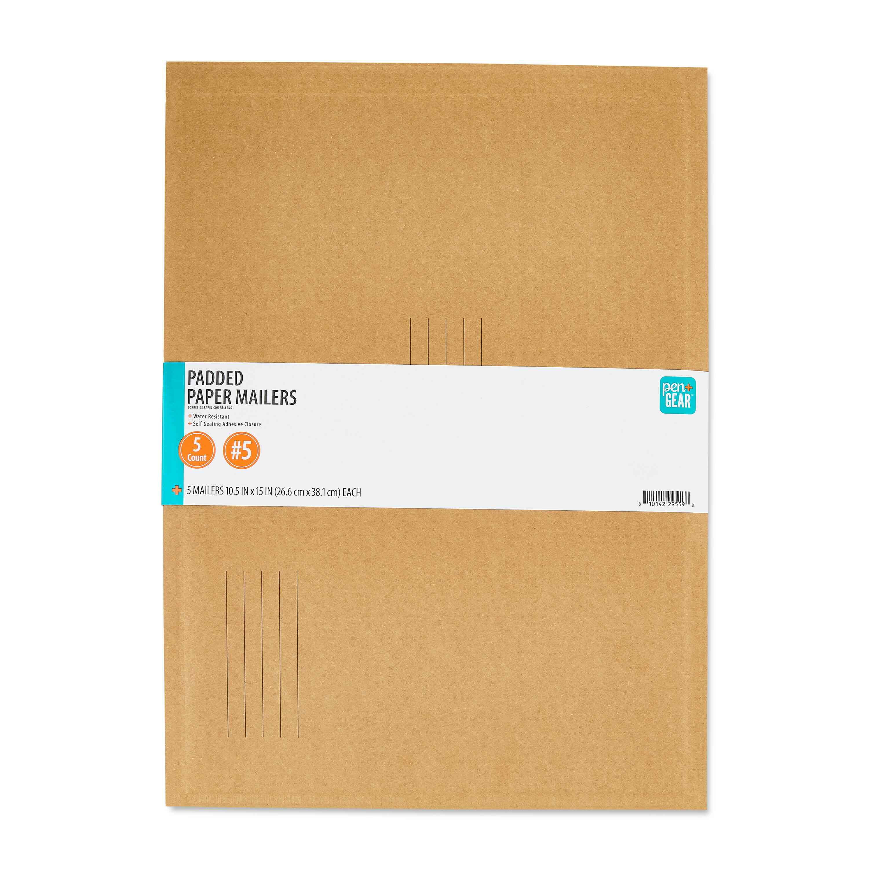 Pen+Gear Padded Paper Mailers, Self-Sealing Shipping Envelopes, Eco-Friendly Protective Packaging (Brown, 10.5 in x 15 in, 5-Count) hykv7