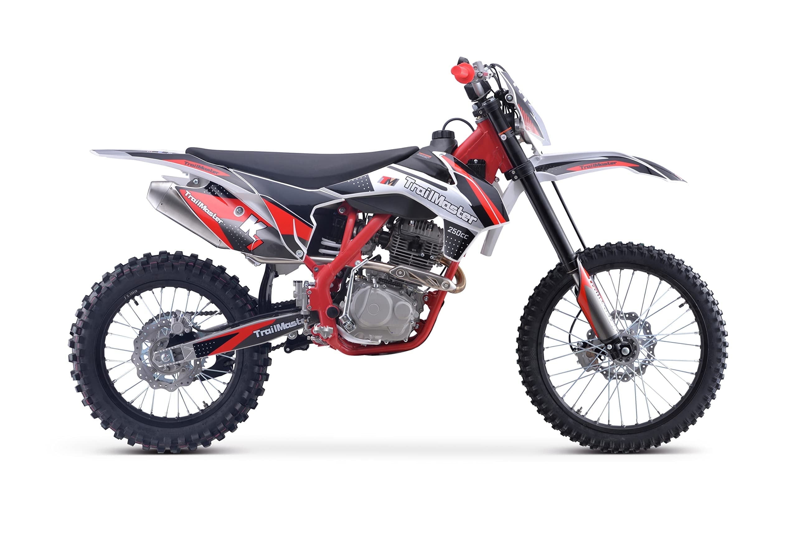 Trailmaster TM33 250cc Dirt Bike Off-Road Motorcycle with LED Headlight and Manual 5-Speed Transmission (Red, 37 in Seat Height) 1fgdp