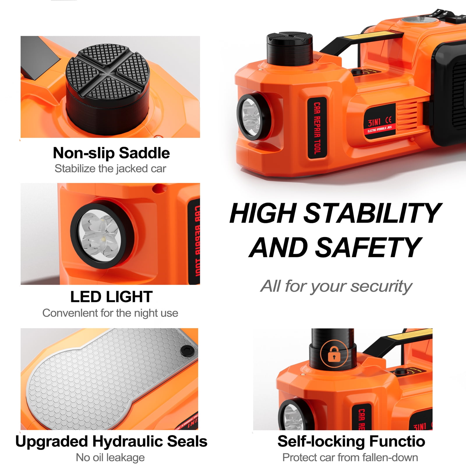 SZTAA Electric Hydraulic Car Jack with Air Compressor and Emergency Hammer (Orange, 5 Ton Capacity) 0wnmf