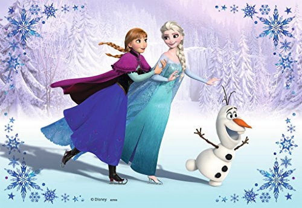 A Birthday Place Disney Frozen Anna Elsa Olaf Edible Cake Topper Image (8 in Round) h8gwm