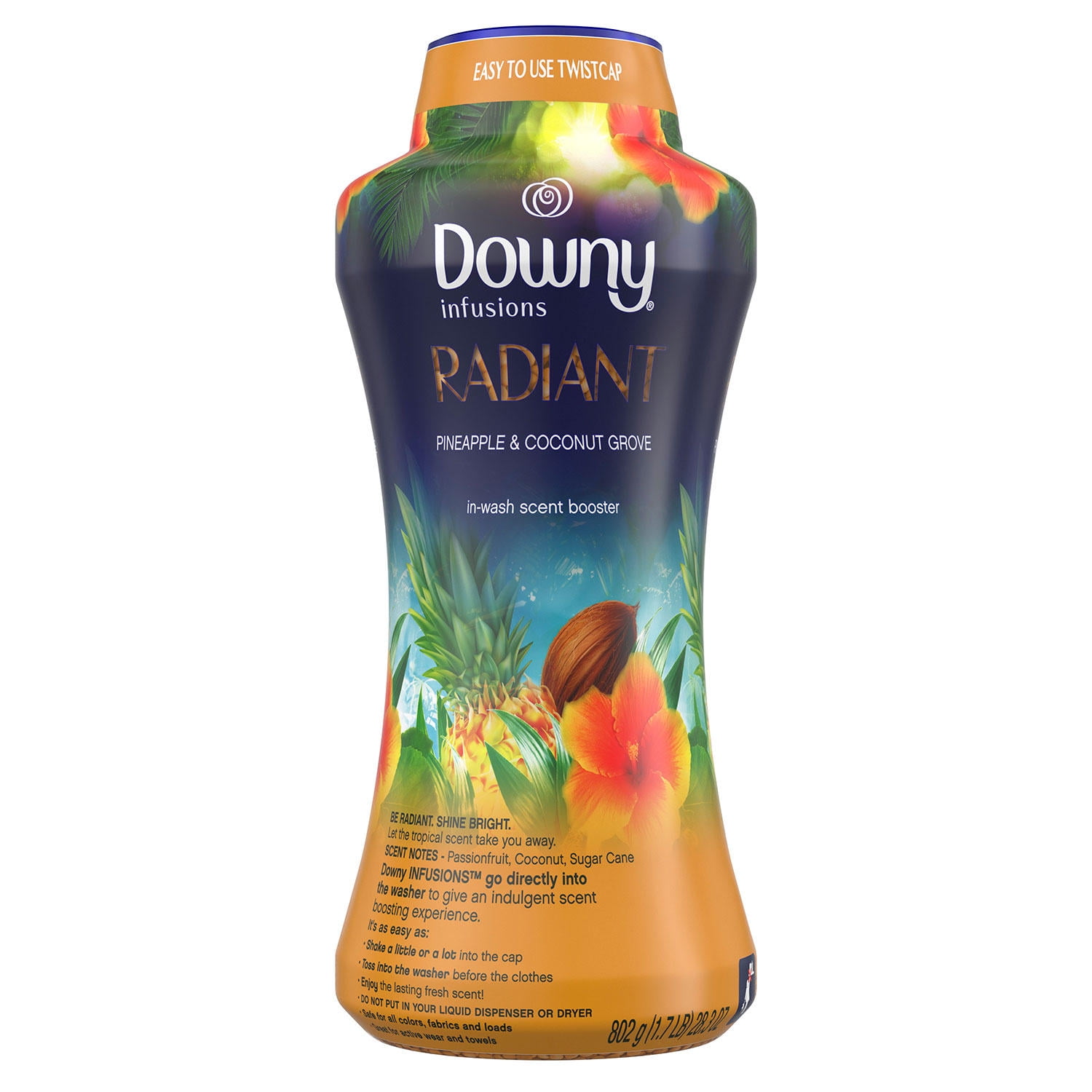 Downy Infusions Radiant In-Wash Scent Booster Beads, Pineapple & Coconut Grove (28.3 oz) d9kr8