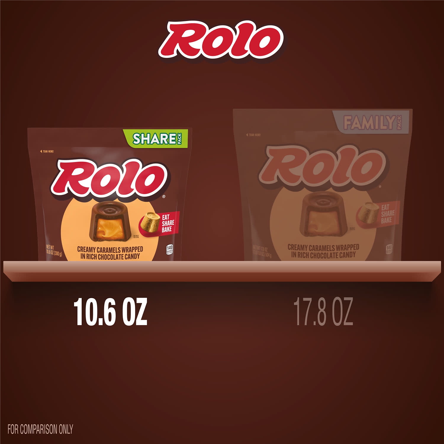 ROLO Rich Chocolate Caramels Candy, Creamy Caramel Filled Chocolate Treats (10.6 oz) 031q9