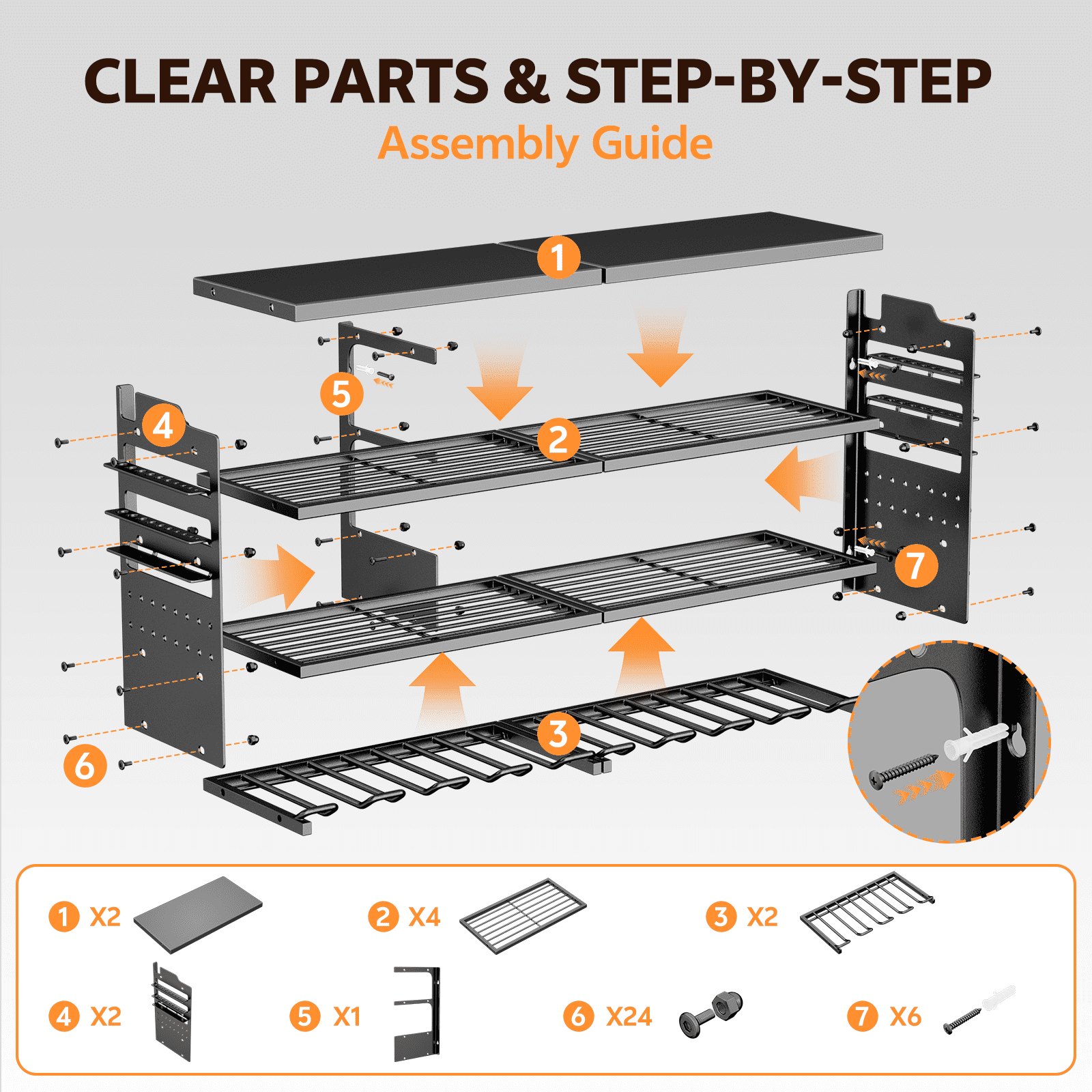 ZRSDIXKI Power Tool Organizer Wall Mount 4-Tier Heavy Duty Drill Holder with Side Pegboards (33 in x 7.9 in x 15.7 in) h79ih