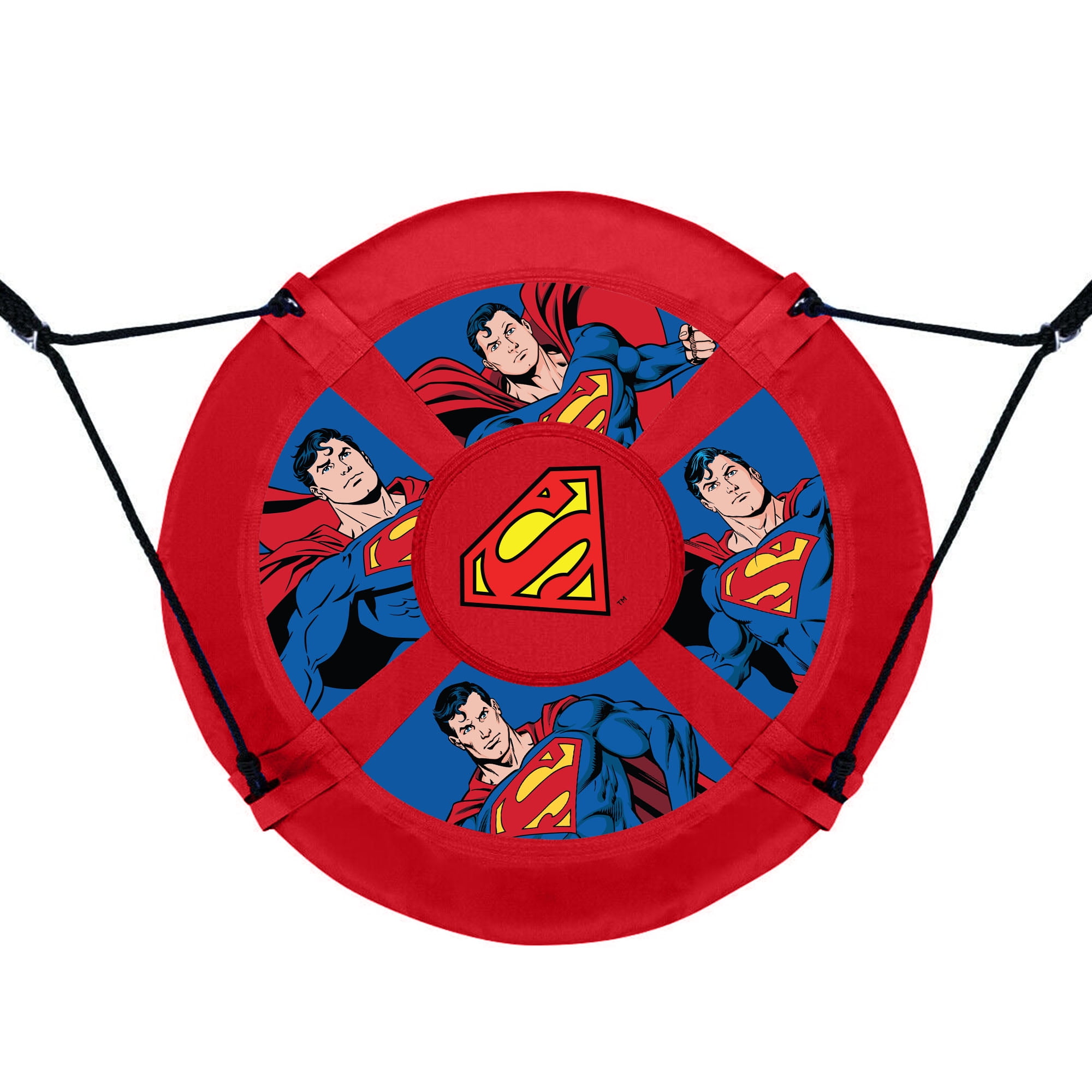 Superman 40 in Saucer Tree Swing, Heavy-Duty Flying Disc Swing with Adjustable Ropes (Red, 40 in) f8x02