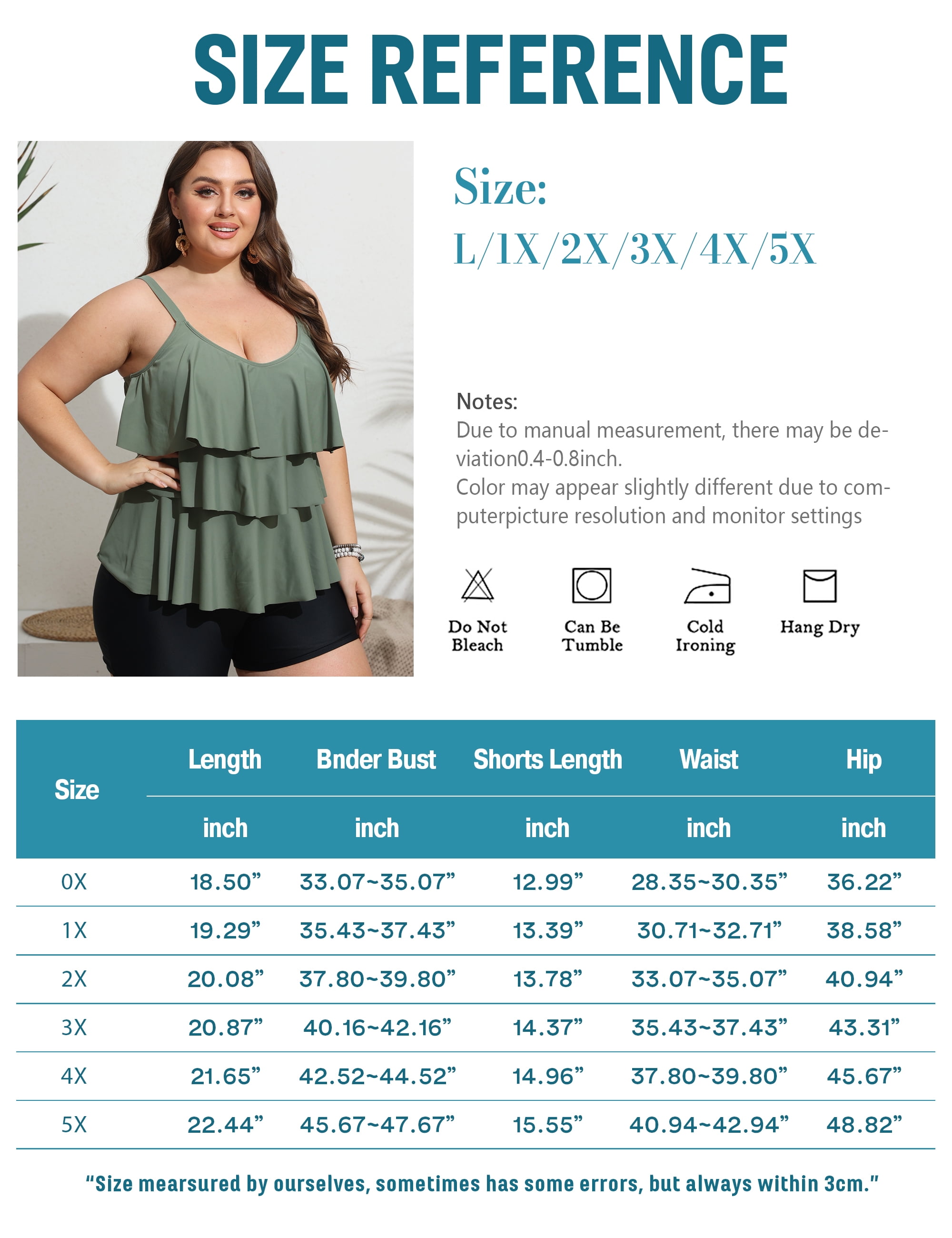a.Jesdani Women Plus Size Tankini Swimsuit Tummy Control Two Piece Bathing Suit Ruffled Flounce (Orange, 0X-5X) hg2zc