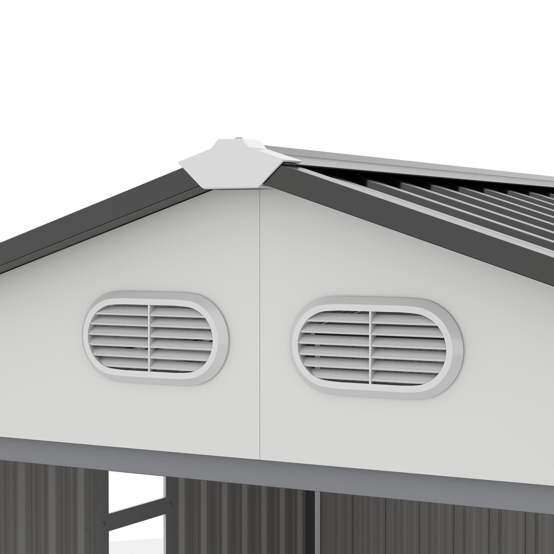 Noble House Outdoor Storage Shed with Daylight Windows and Lockable Doors (White, 8 ft x 8 ft) 4rb9c