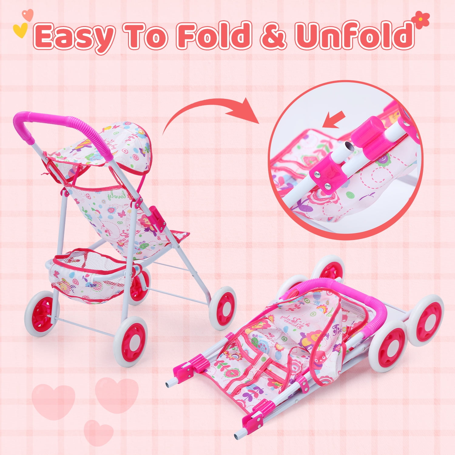 JoyStone Baby Doll Play Set with 12.5 in Doll, 21 in Foldable Stroller, High Chair, and 35 PCS Accessories (Multicolor, 12.5 in) rusm0