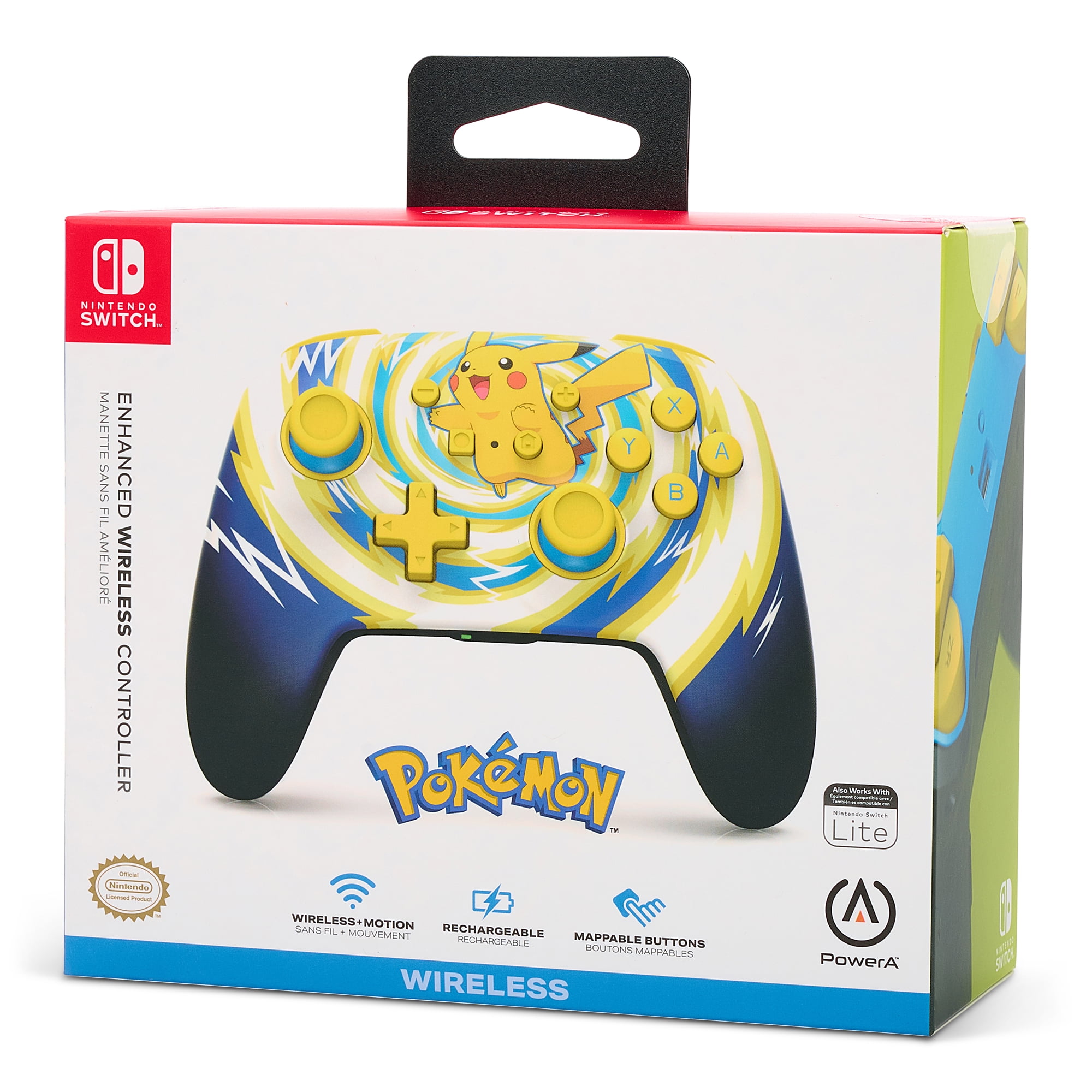 PowerA Enhanced Wireless Controller for Nintendo Switch - Pokémon Pikachu Vortex (Yellow, 10 ft) xytz2