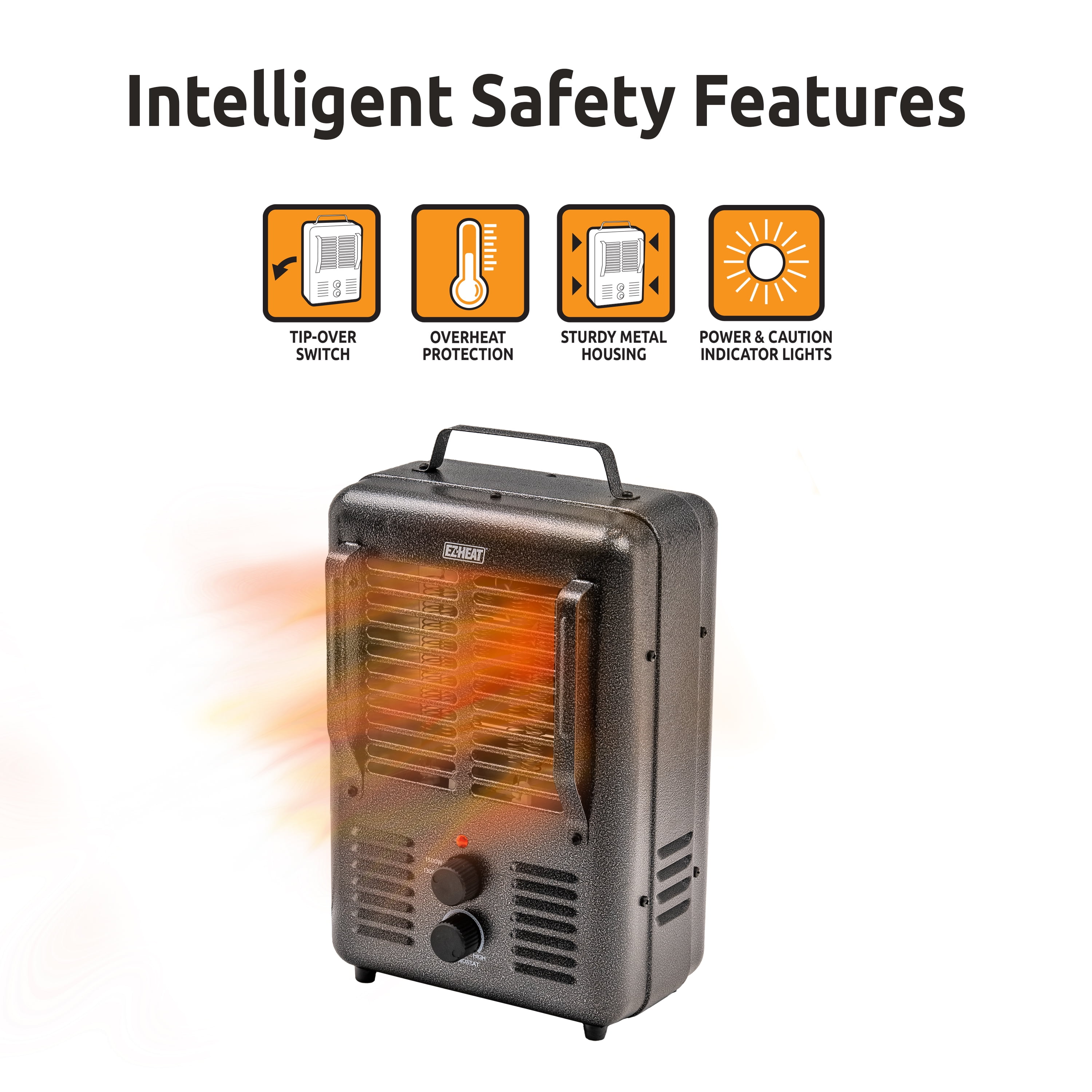 EZ-Heat Milkhouse Utility Space Heater with Adjustable Thermostat (Grey, 14.44 in x 10.5 in x 7.4 in) sl8ov