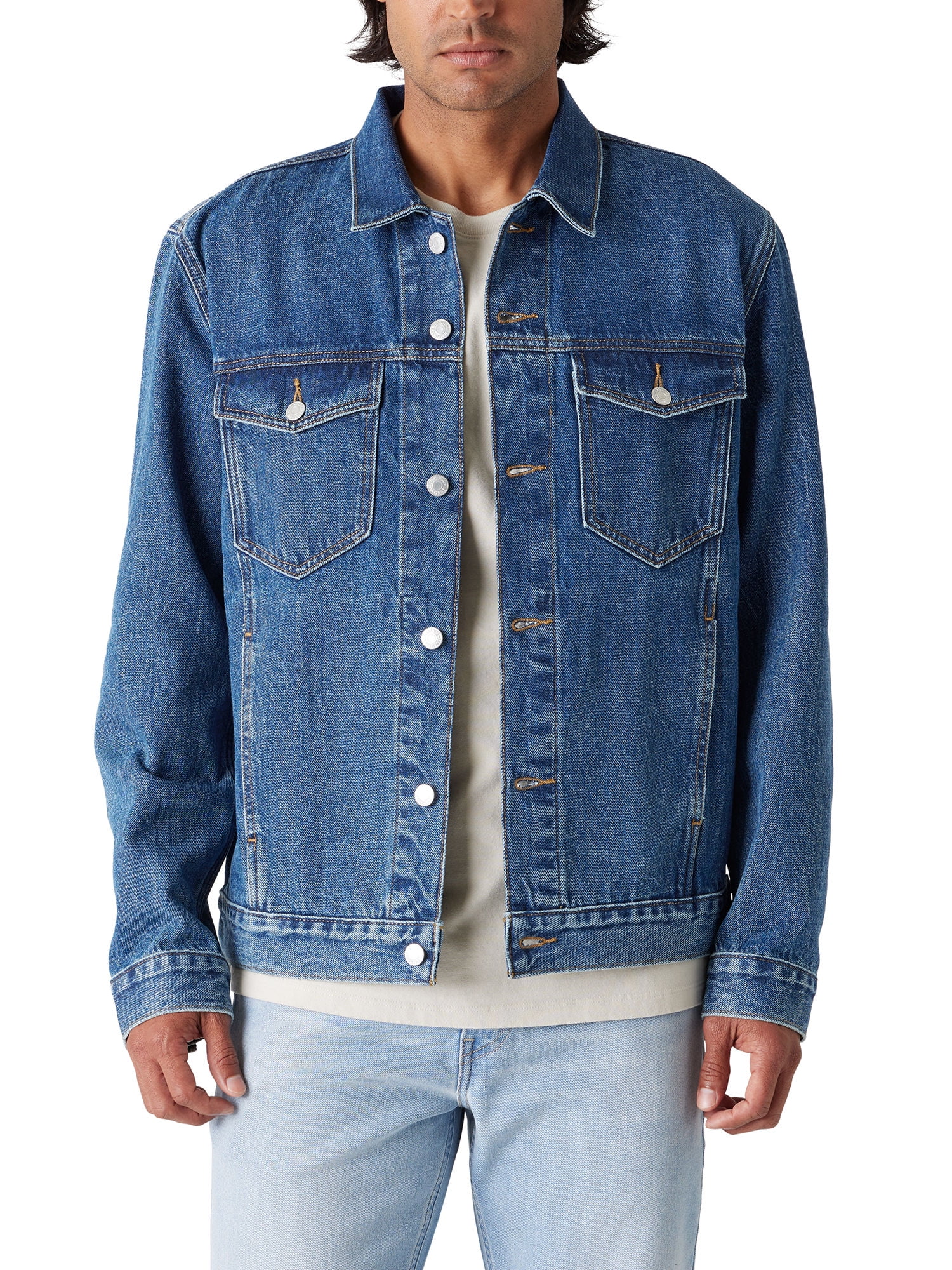 Levi Strauss Signature Men's Original Trucker Jacket (Blue, L) p0ov7