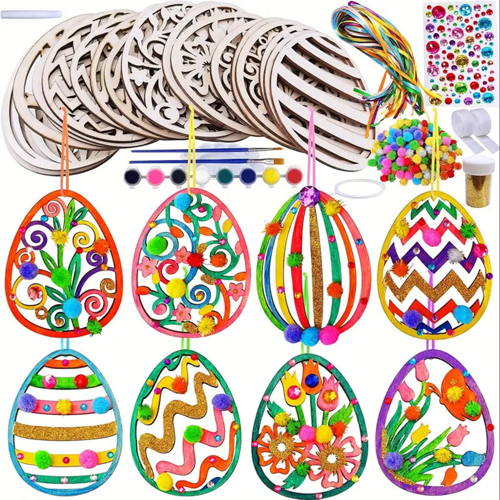 Darzheoy Wooden Easter Ornaments DIY Craft Kit (Unfinished Wood, 24 Sets) u2ihj