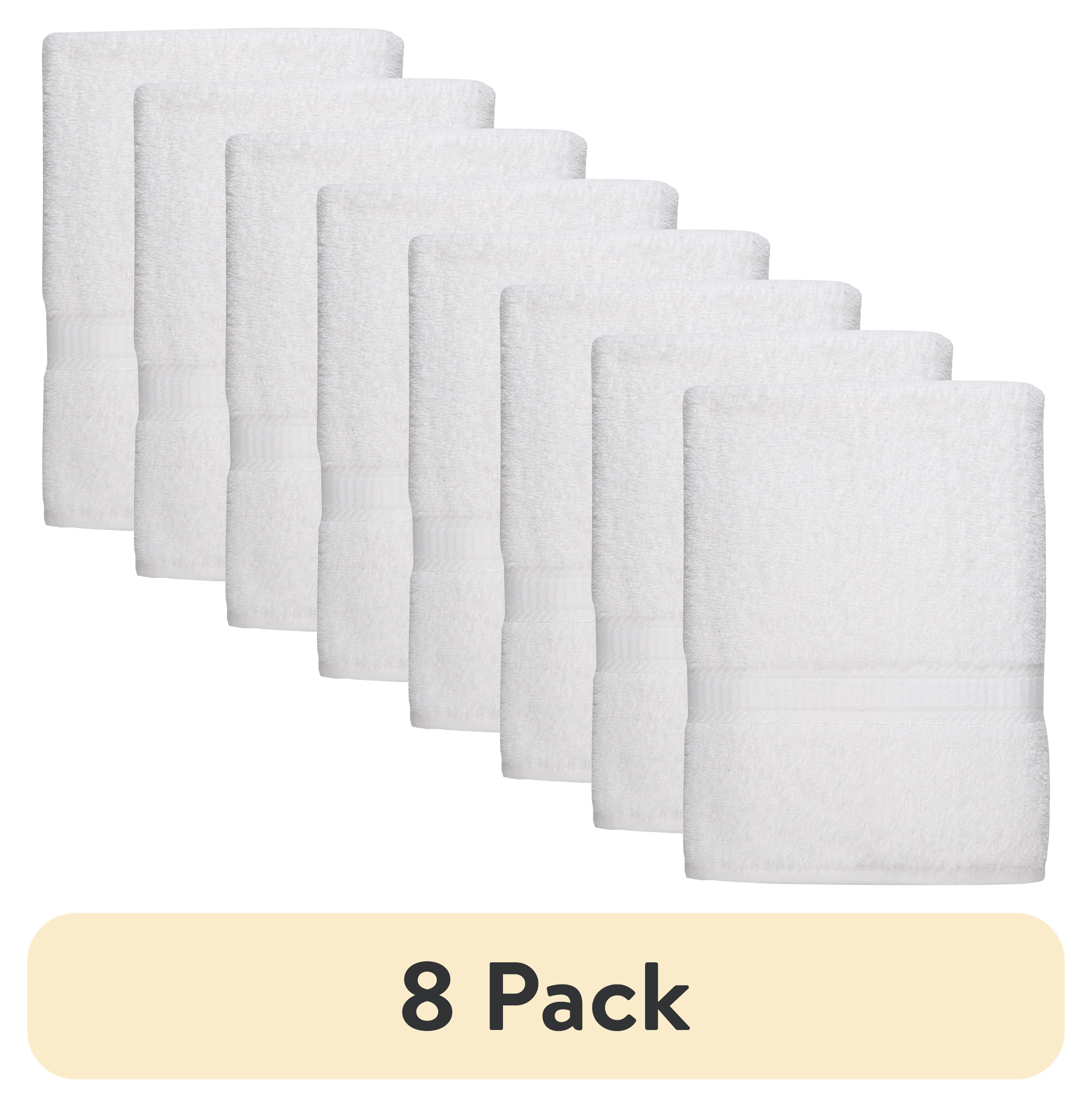 Mainstays Basic Bath Towel, Soft Cotton Highly Absorbent Bathroom Essentials (White, 8 Pack, 27 in x 52 in) nhtzx