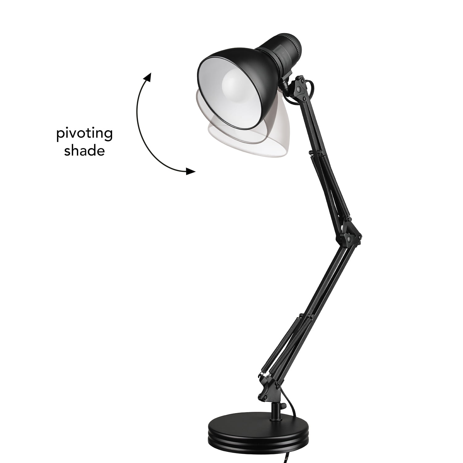 Globe Electric Architect Swing Arm Desk Lamp, Adjustable Heavy Base Task Light (Black, 28 in) zyezs