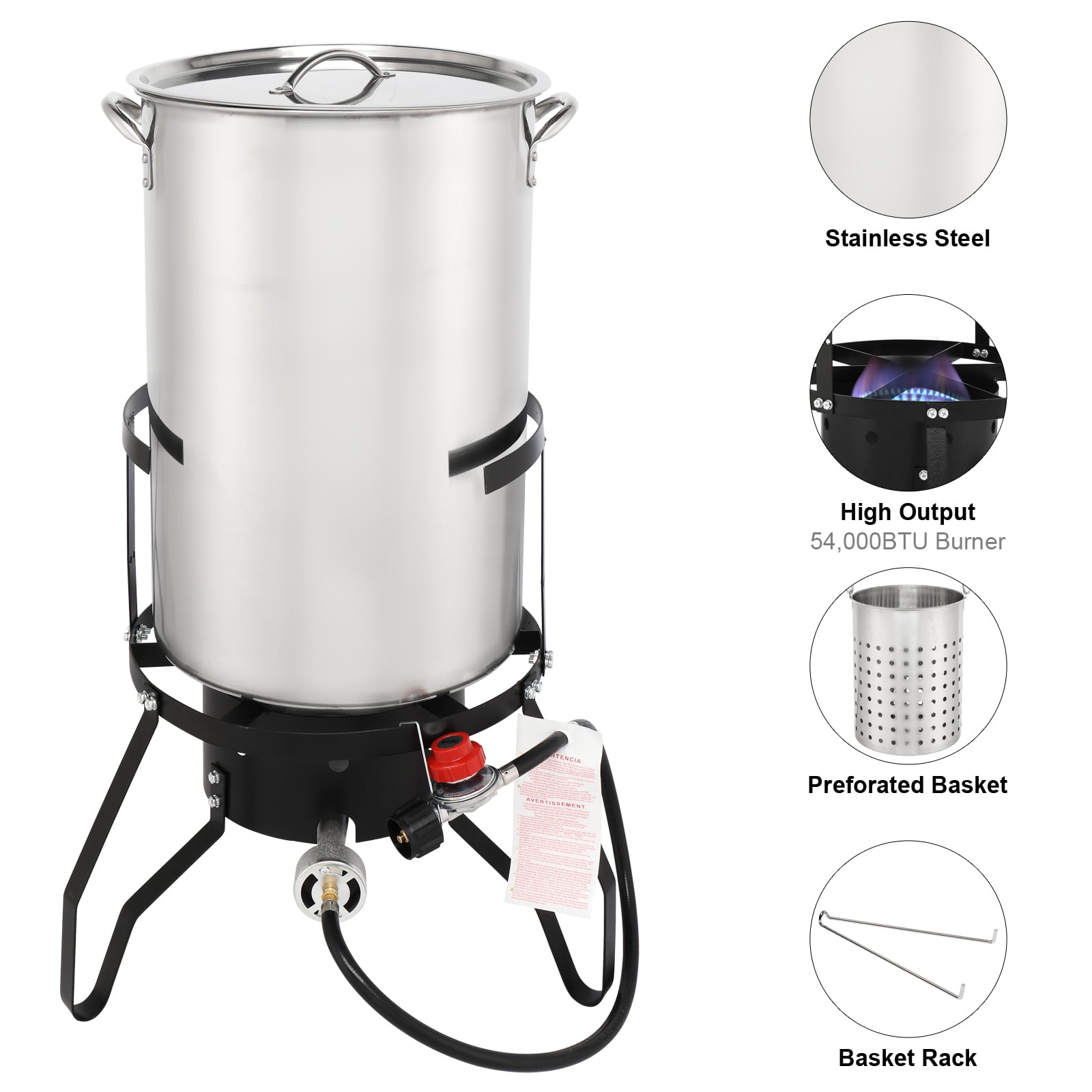 Ktaxon Propane Outdoor Fryer Stainless Steel Turkey Frying and Boiling Pot (Silver, 50 qt) crjb4