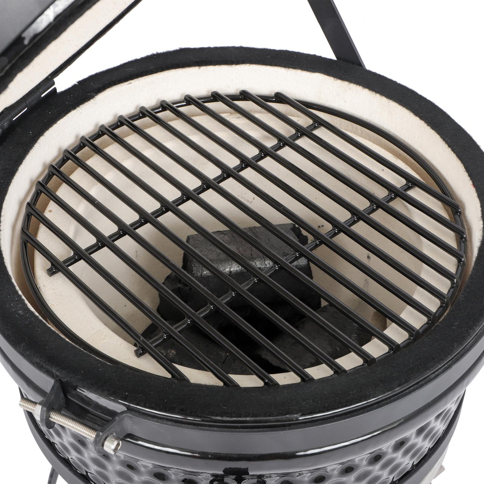 Zimtown Charcoal BBQ Grill, Ceramic Heat-Insulated Outdoor Cooking Station (Black, 13 in) 2p3uw