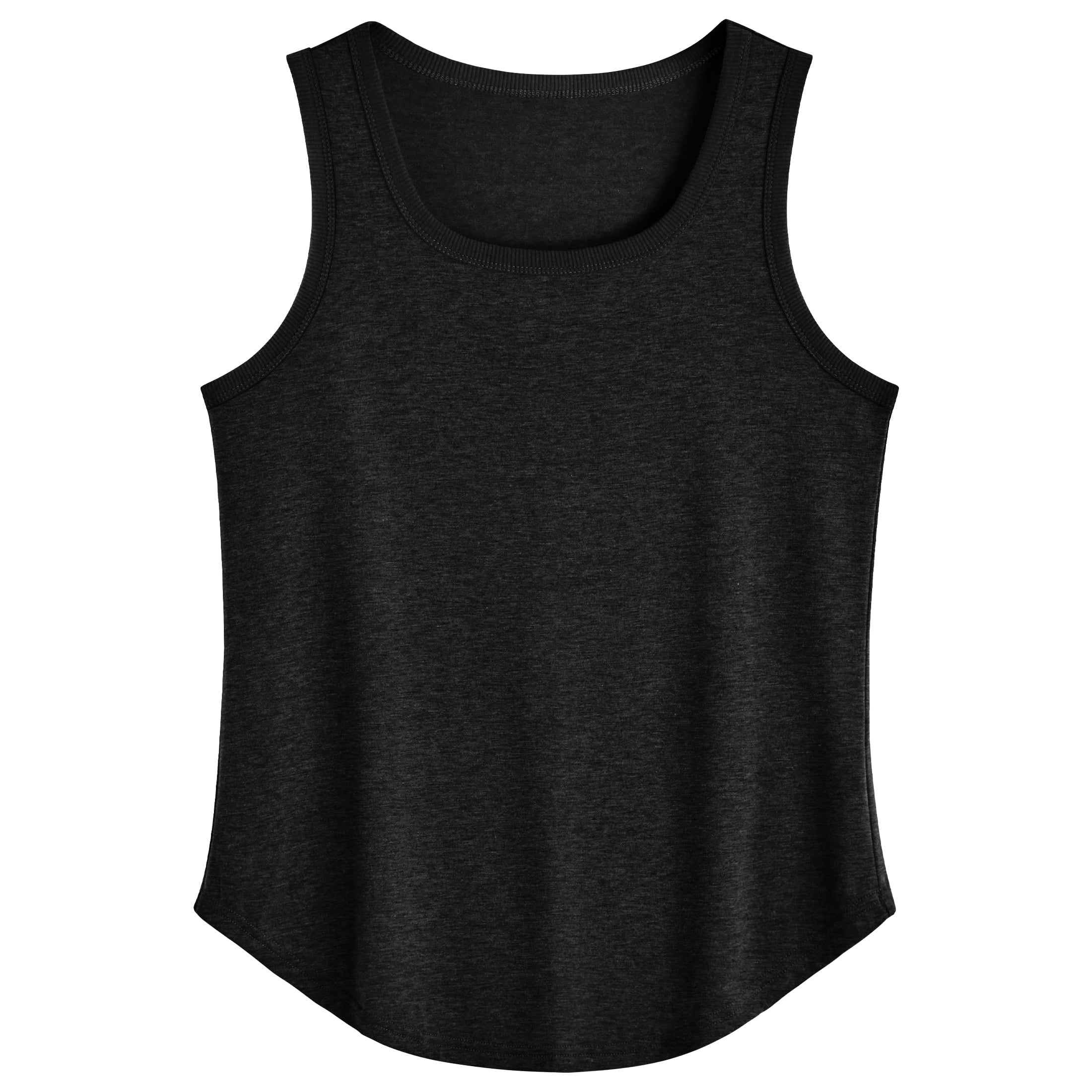 SUNBS Women's Casual Crewneck Sleeveless Tank Top Loose Fit Summer Blouse (Black, XL) ch93j