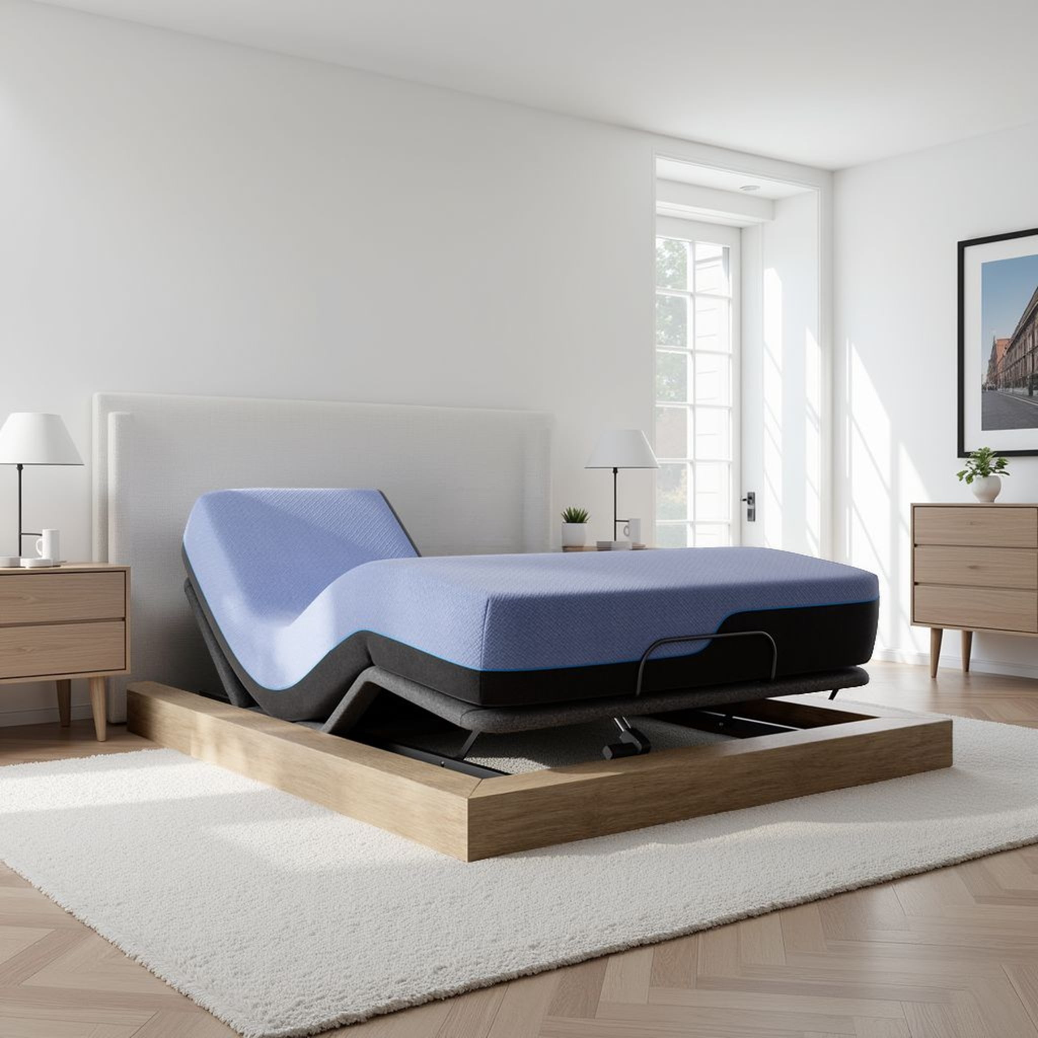 Bridgevine Home 12 inch Refresh Flex Top Hybrid Cooling Latex Foam and Coil Mattress (Blue, Queen Size) 1y0b3