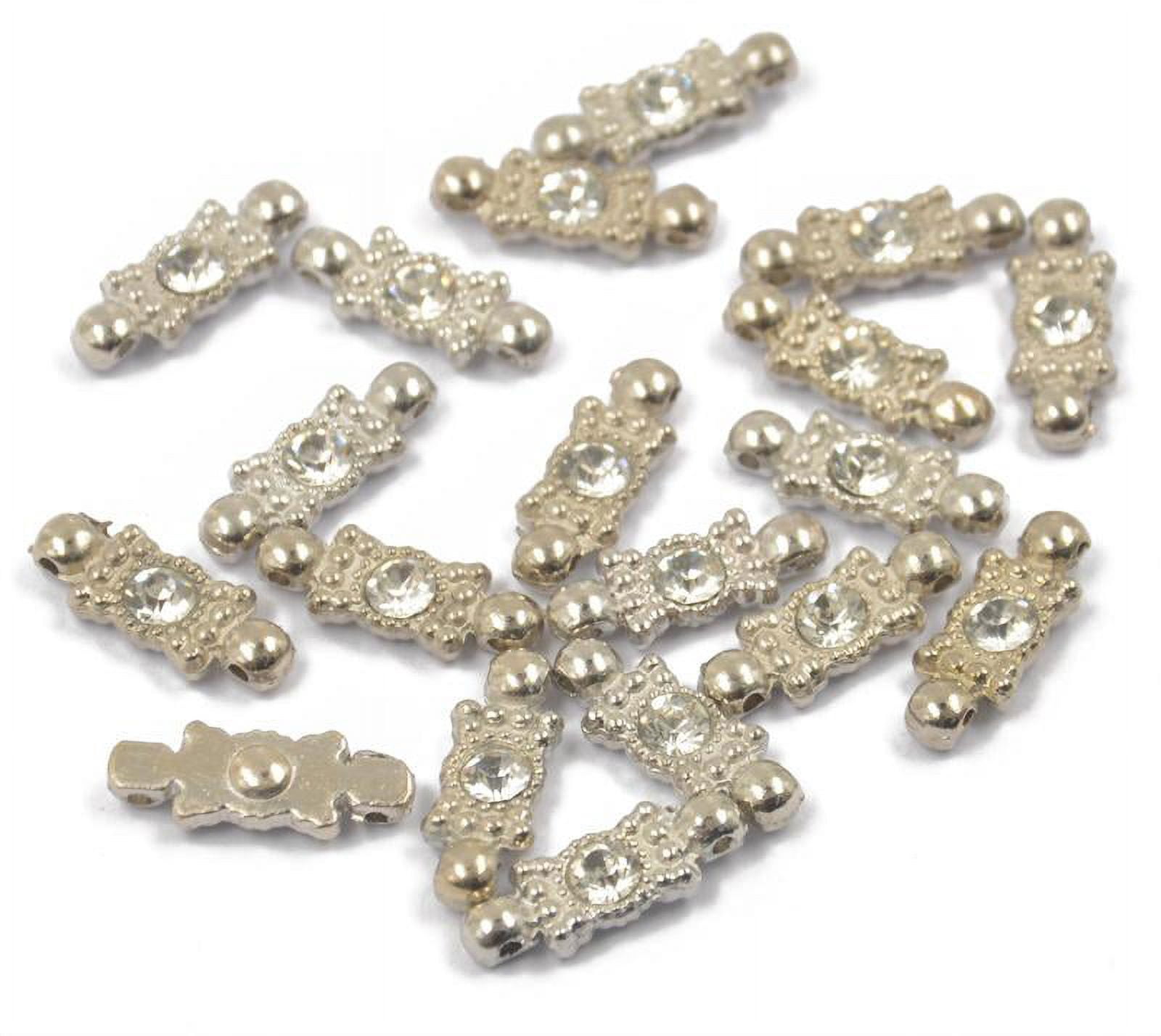 YIJU Rhinestone Spacer Bar Beads for Jewelry Making (Silver, 20 Pack) 1vbuw