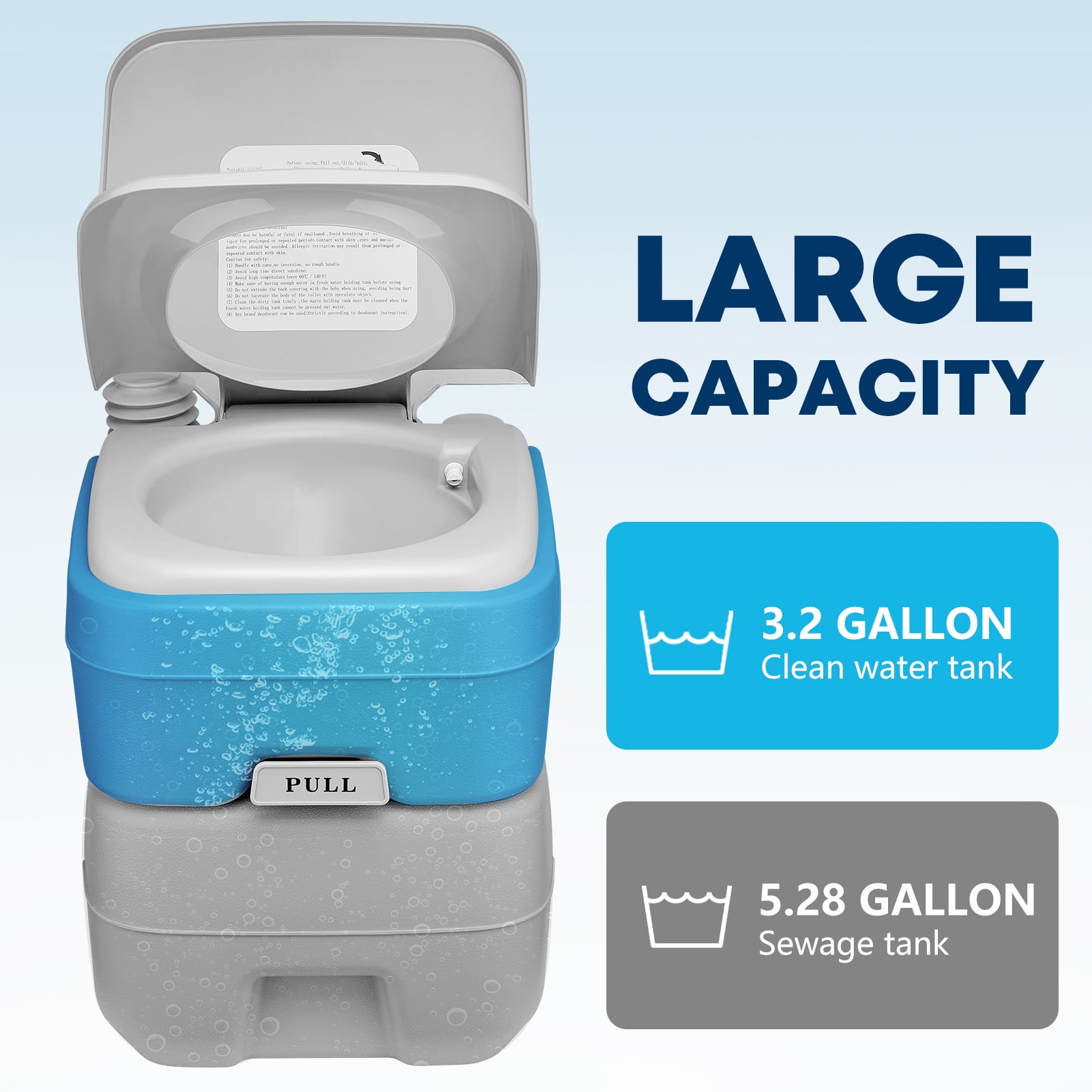 Kohree Portable Travel Toilet for Camping and RV (Grey, 5.3 Gallon) z2afx