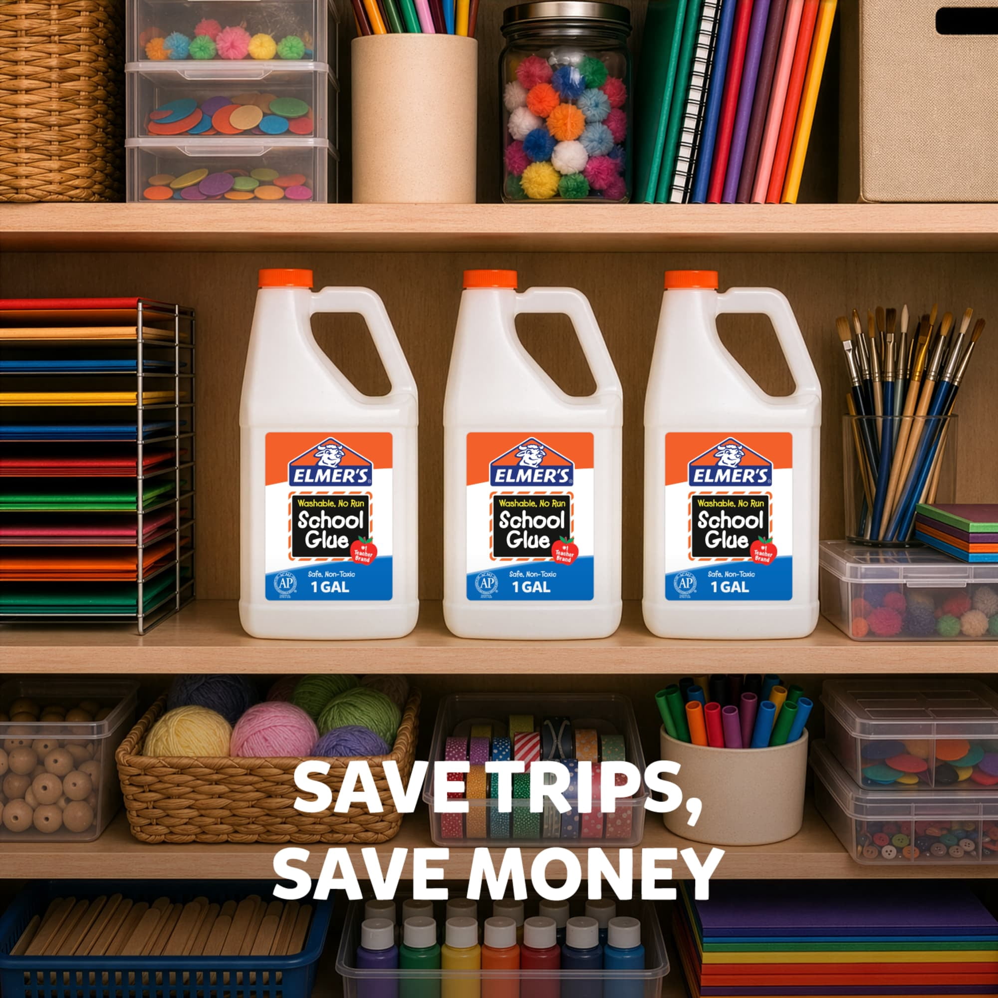 Elmer's Liquid School Glue, Washable Adhesive for Slime and Crafts (White, 128 fl oz) mztwl