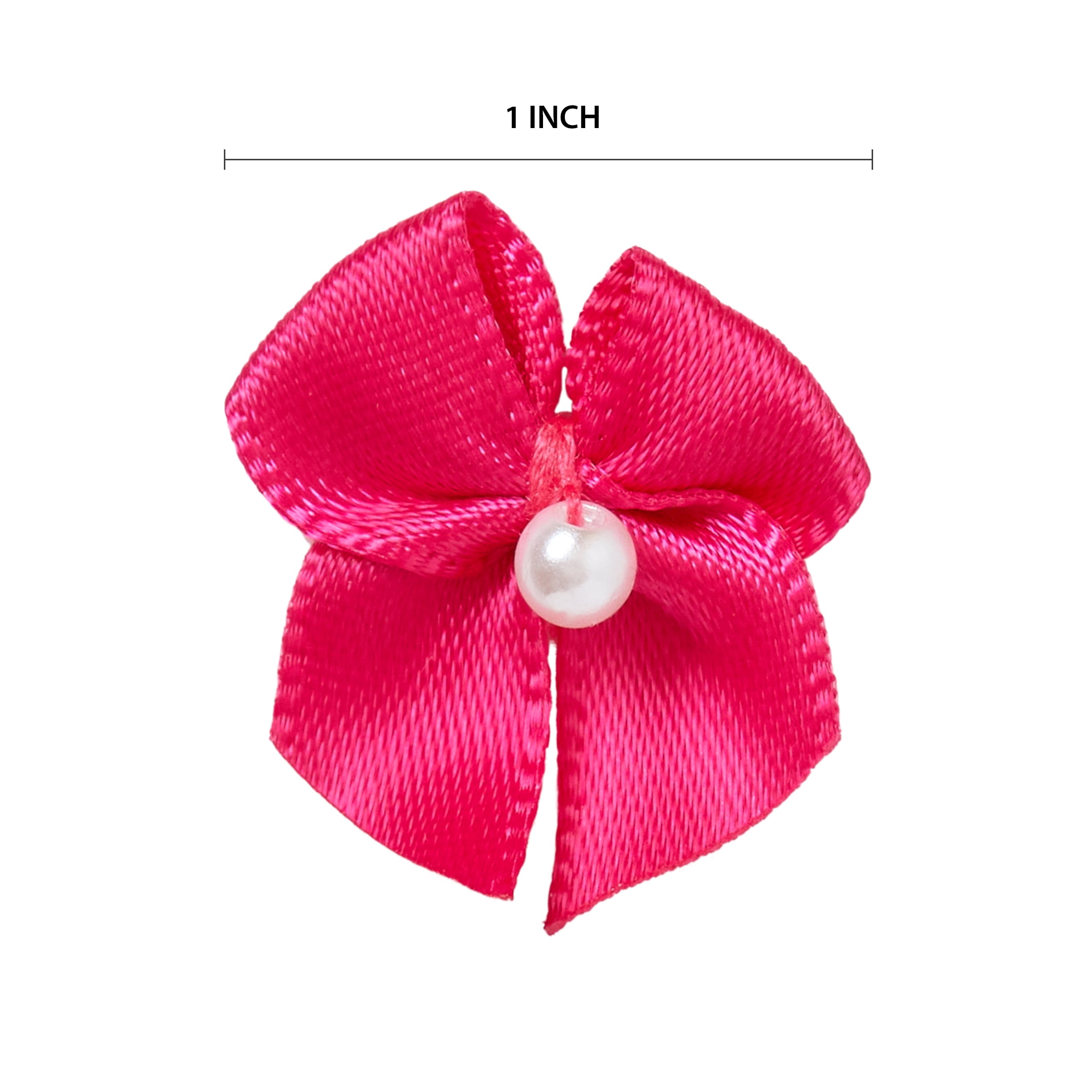 Offray 2-Loop Bow with Pearl Accessory for Crafts and Hair Clips (Hot Pink, 0.625 in, 40 count) bwxi2