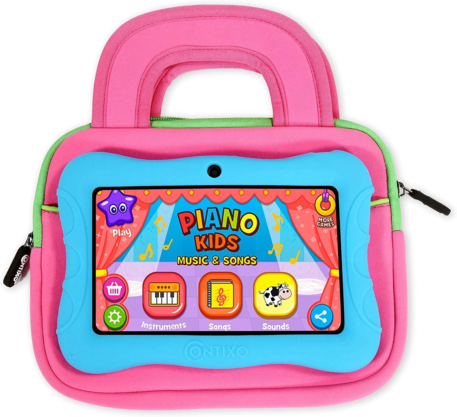 Contixo Kids Tablet Carrying Case, Water-Resistant Neoprene Sleeve with Accessory Pocket (Pink, 10 in) wi9fq